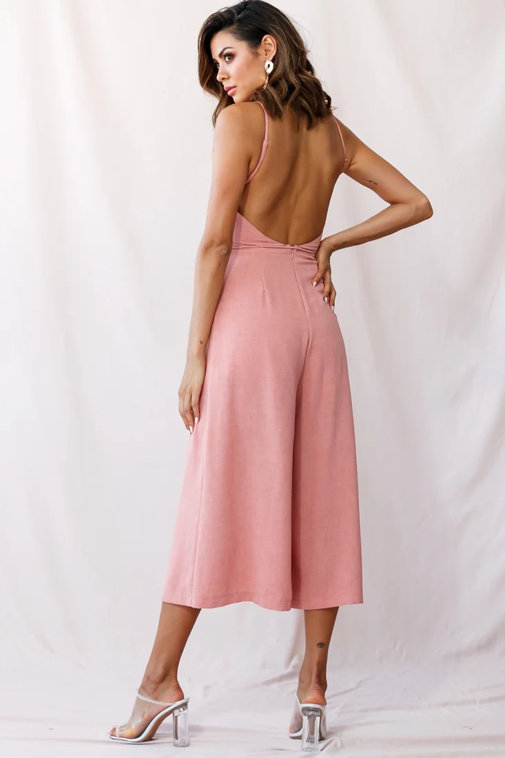 Brighton Low Back Wide Leg Jumpsuit Rose - Image 3