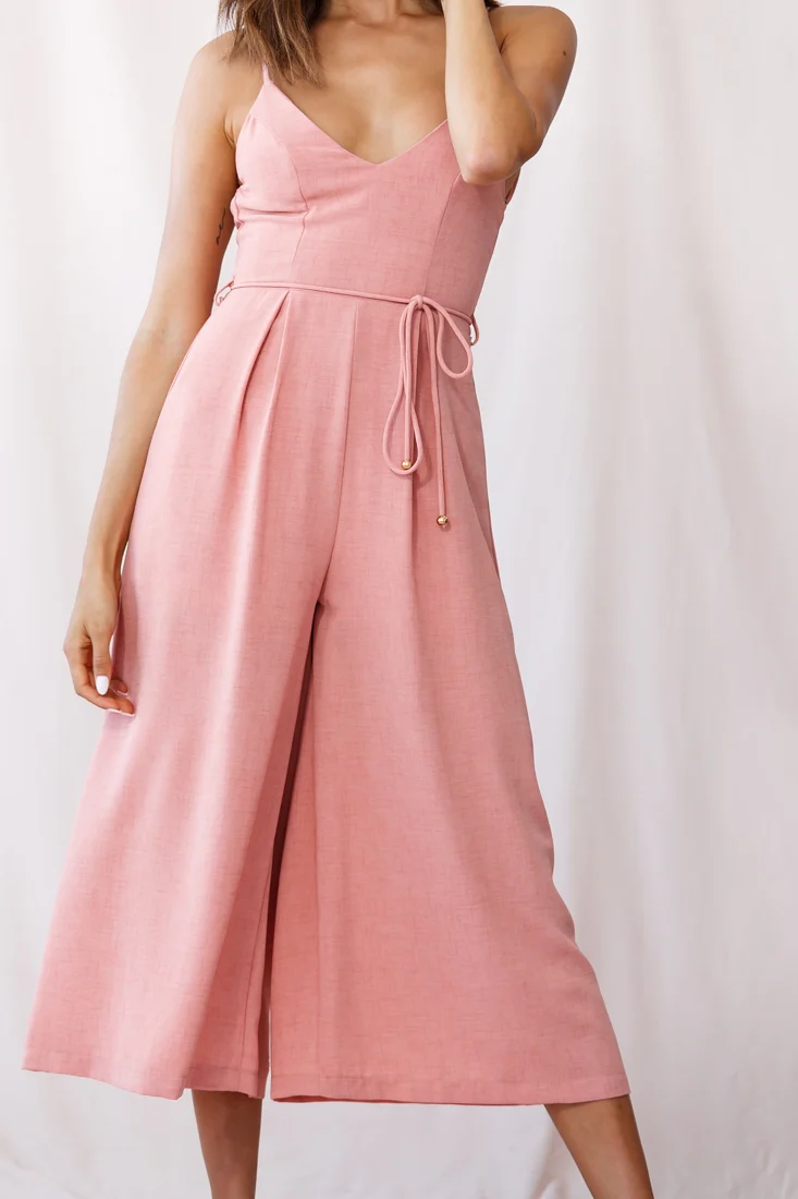 Brighton Low Back Wide Leg Jumpsuit Rose - Image 4