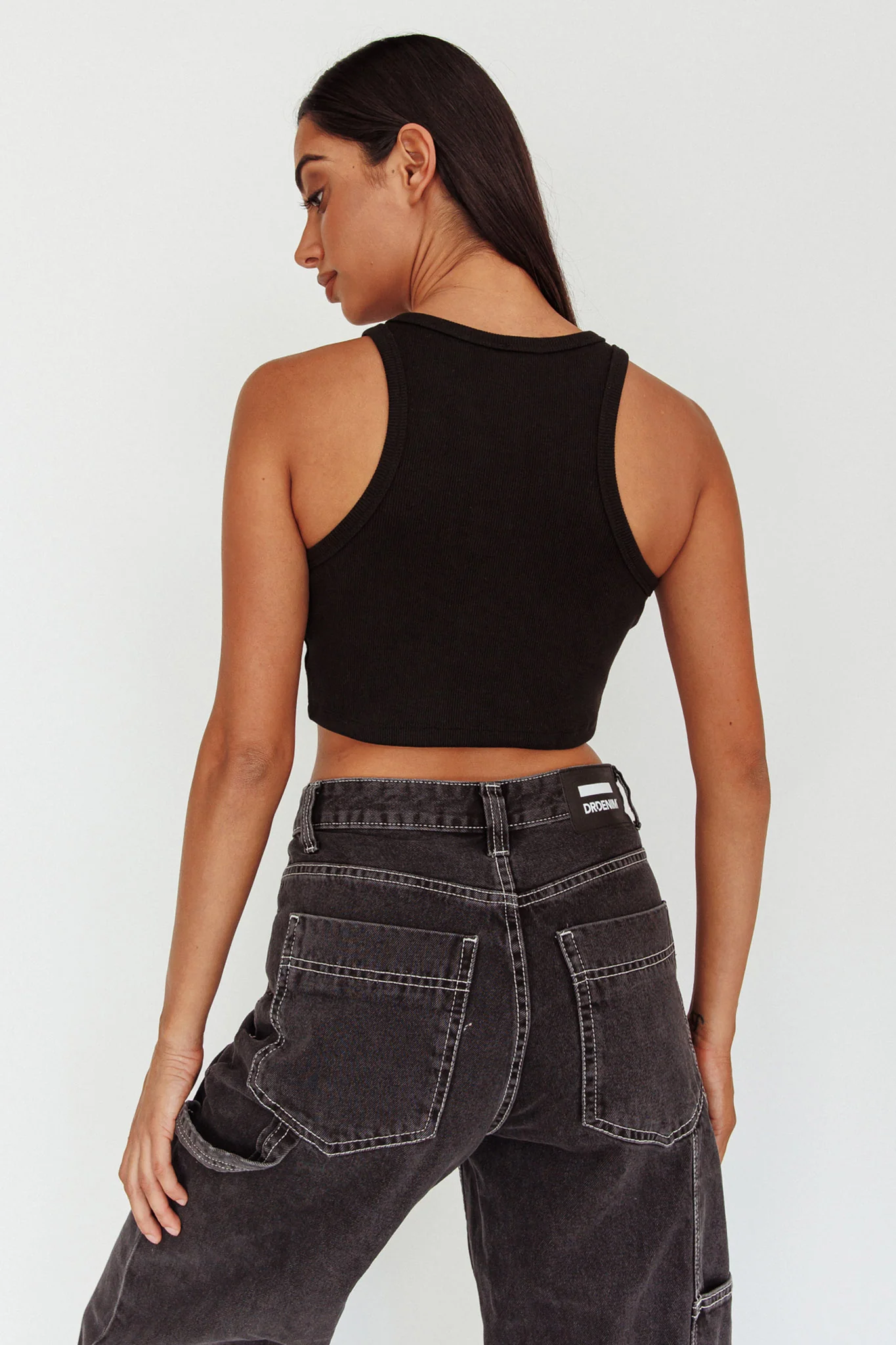 Bryn Racerback Crop Top Black - Image 2