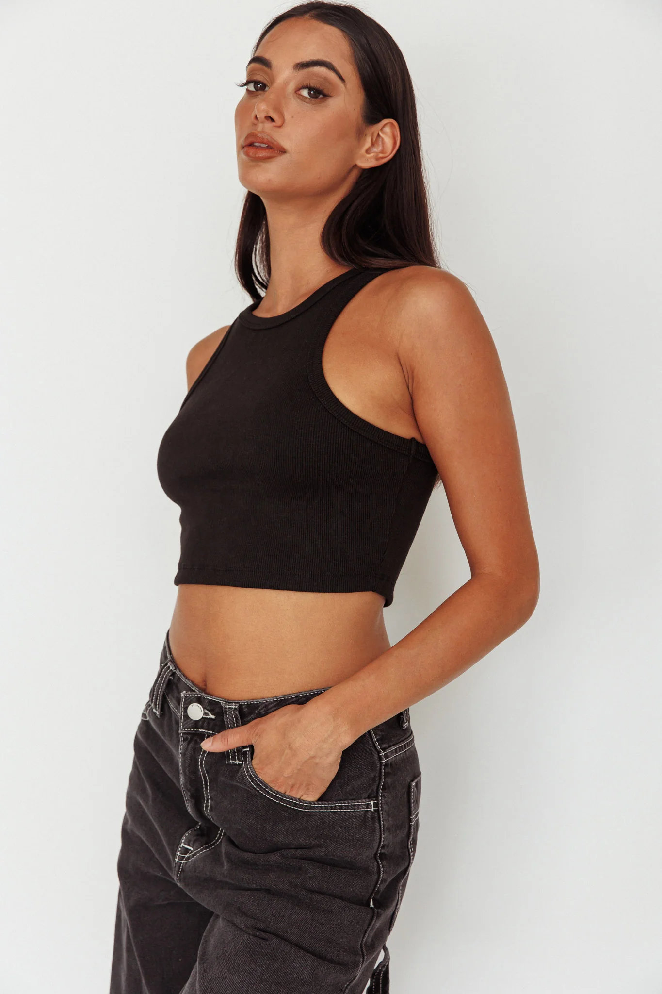 Bryn Racerback Crop Top Black - Image 5