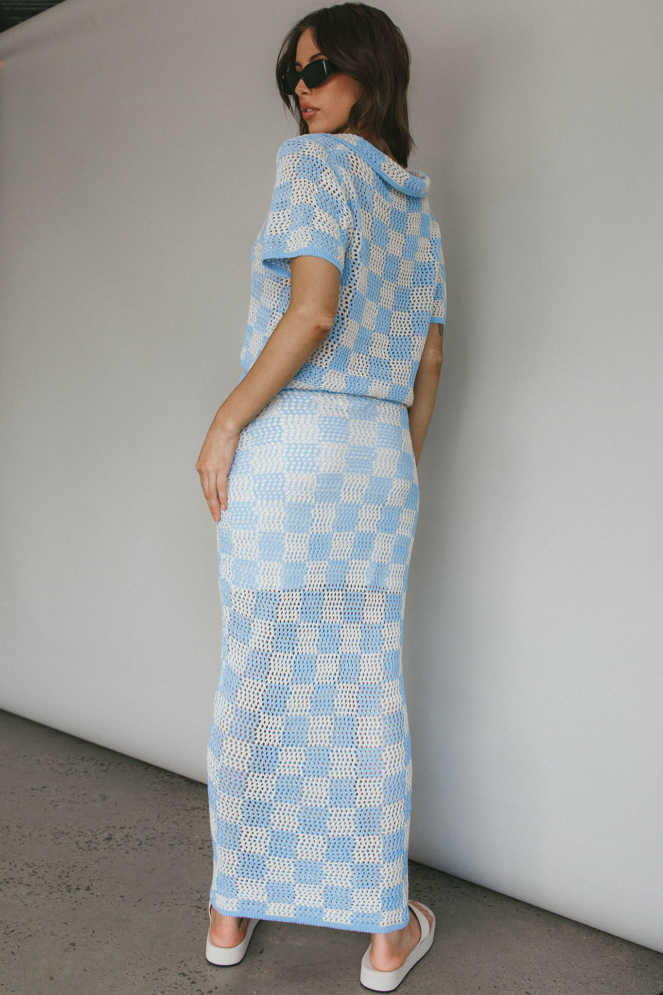 Byron Bay Crochet Maxi Skirt Blue - Image 2