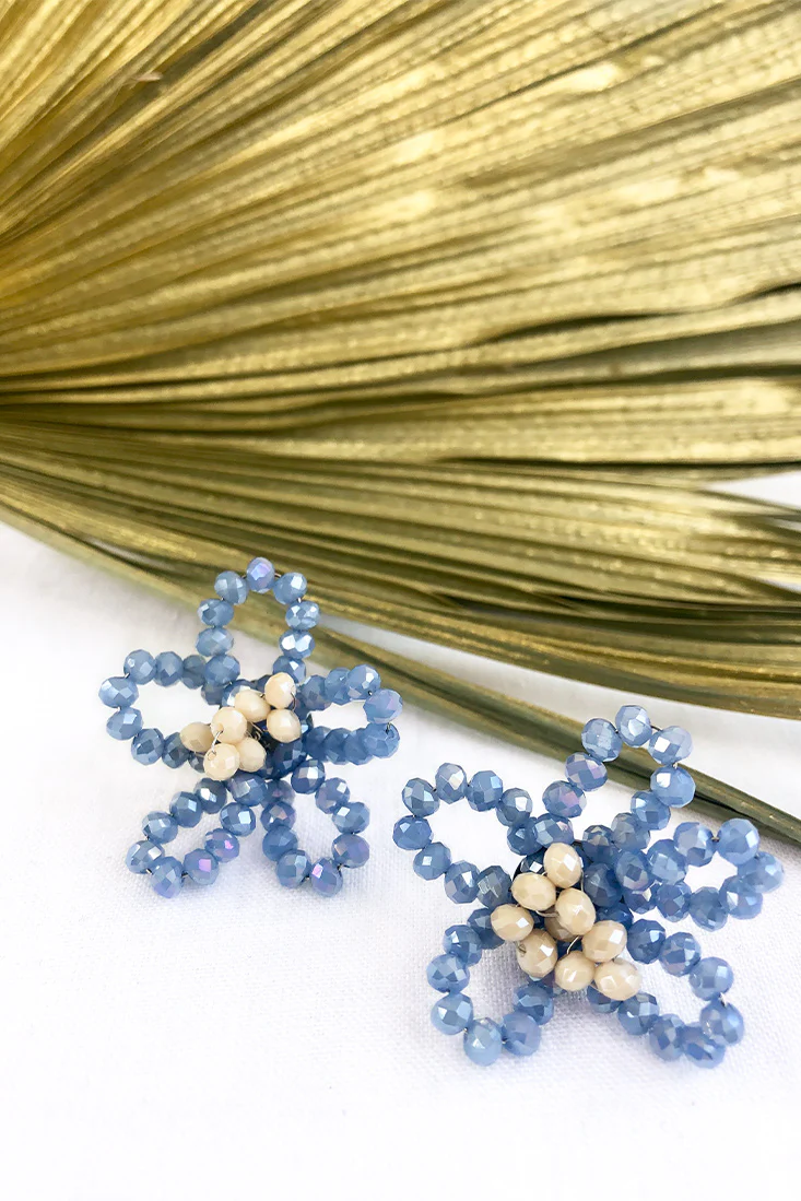 California Wildflower Beaded Earrings Blue - Image 3