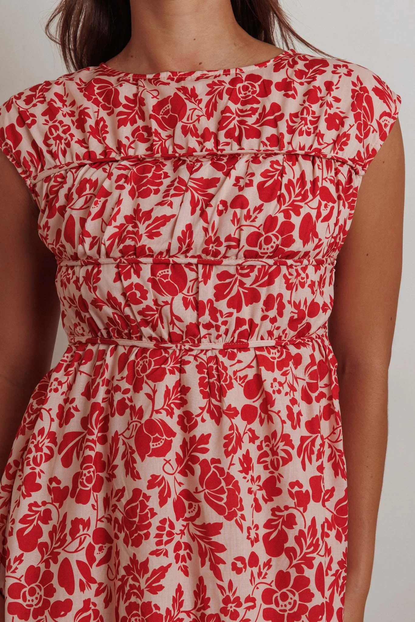 Called Out Gathered Bodice Maxi Dress Floral Red - Image 3