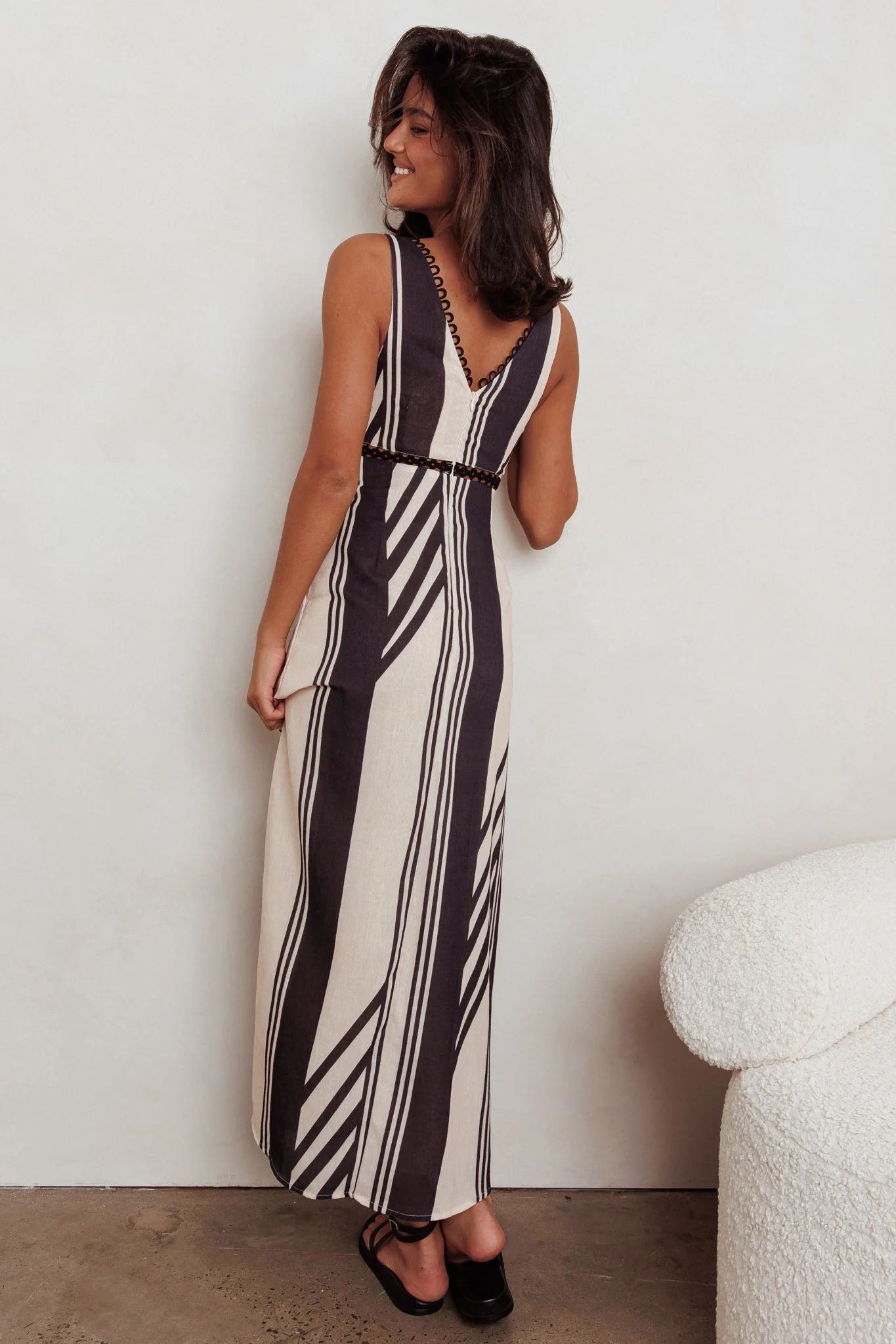 Cambria Sleeveless Striped Maxi Dress Black - Image 2