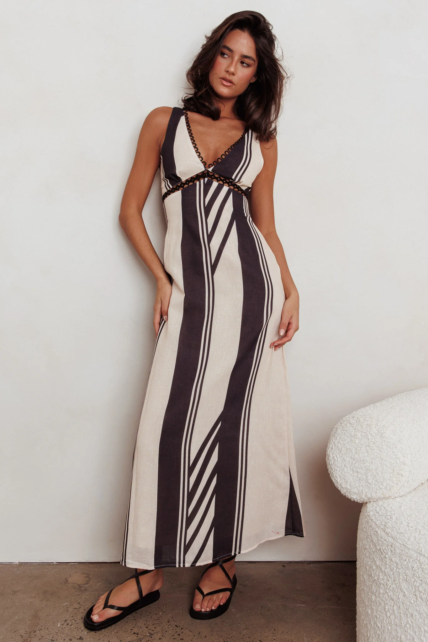 Cambria Sleeveless Striped Maxi Dress Black - Image 5