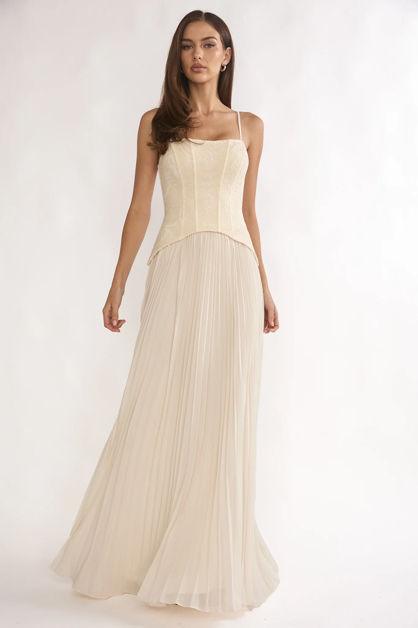 Cambridge Accordion Pleat Corset Dress Cream - Image 5