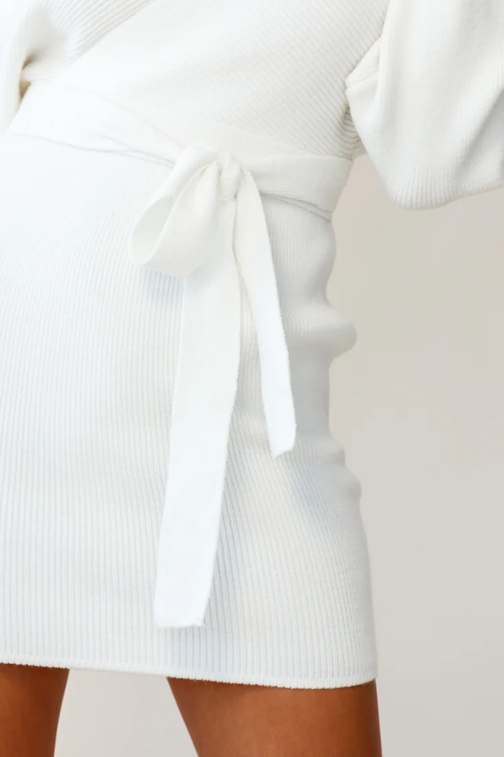 Cameo Batwing Knit Dress Ivory - Image 4