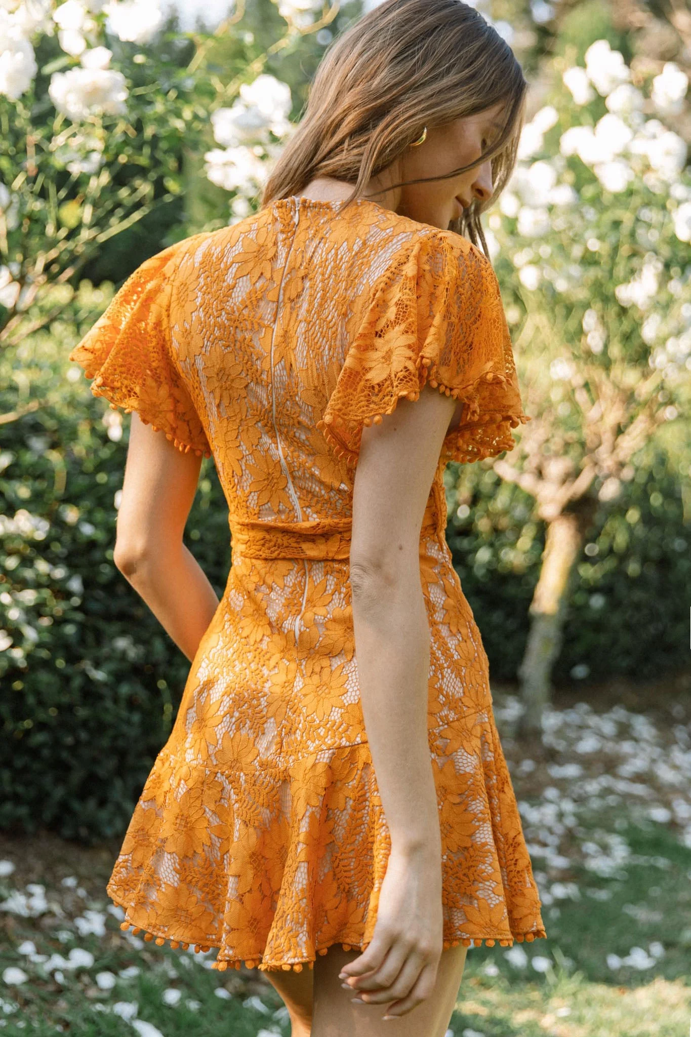 Cami Angel Sleeve Faux Wrap Dress Orange Sunset - Image 13