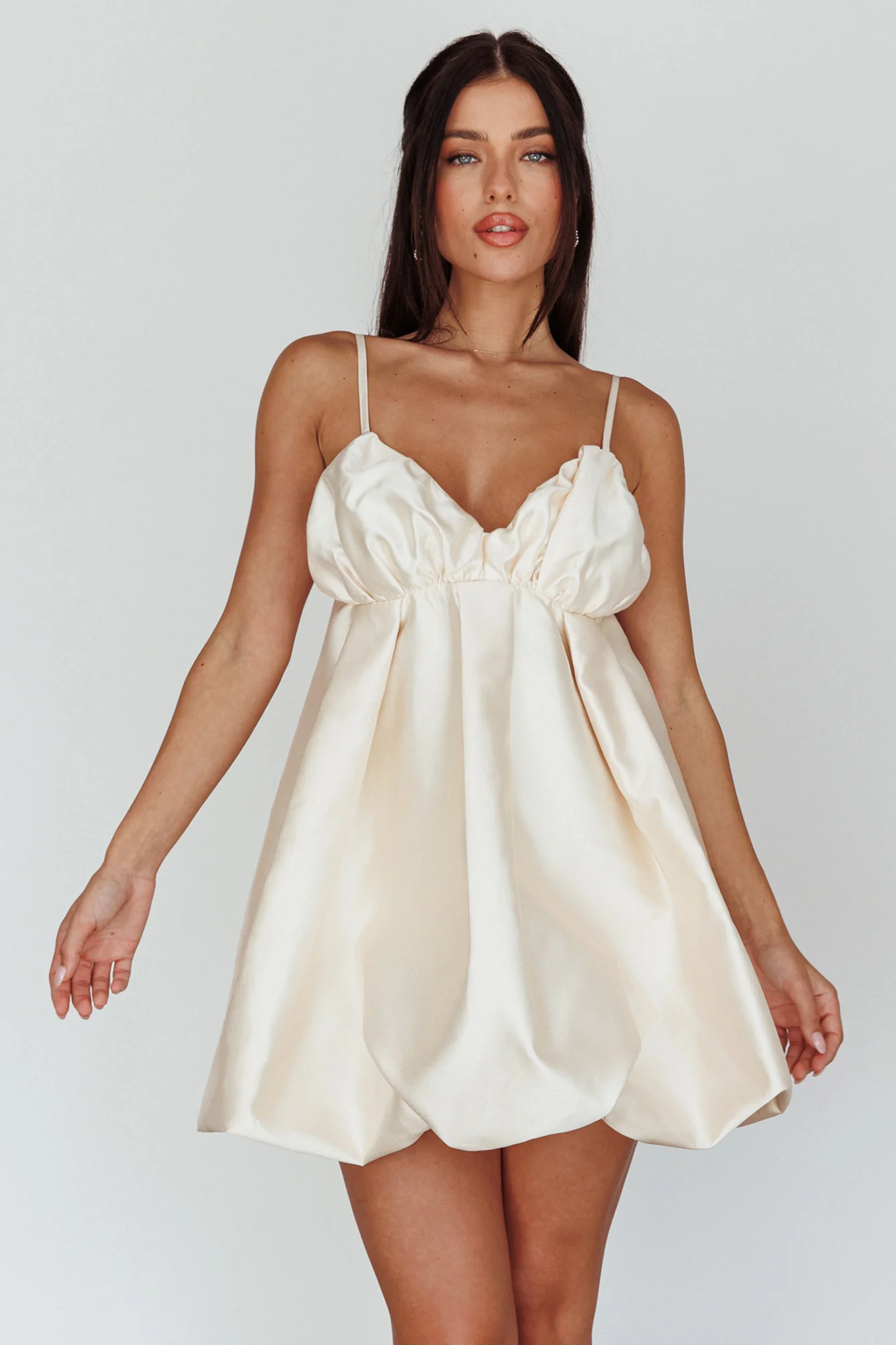 Cannes Hardly Wait Puffed Hem Mini Dress Vanilla - Image 6