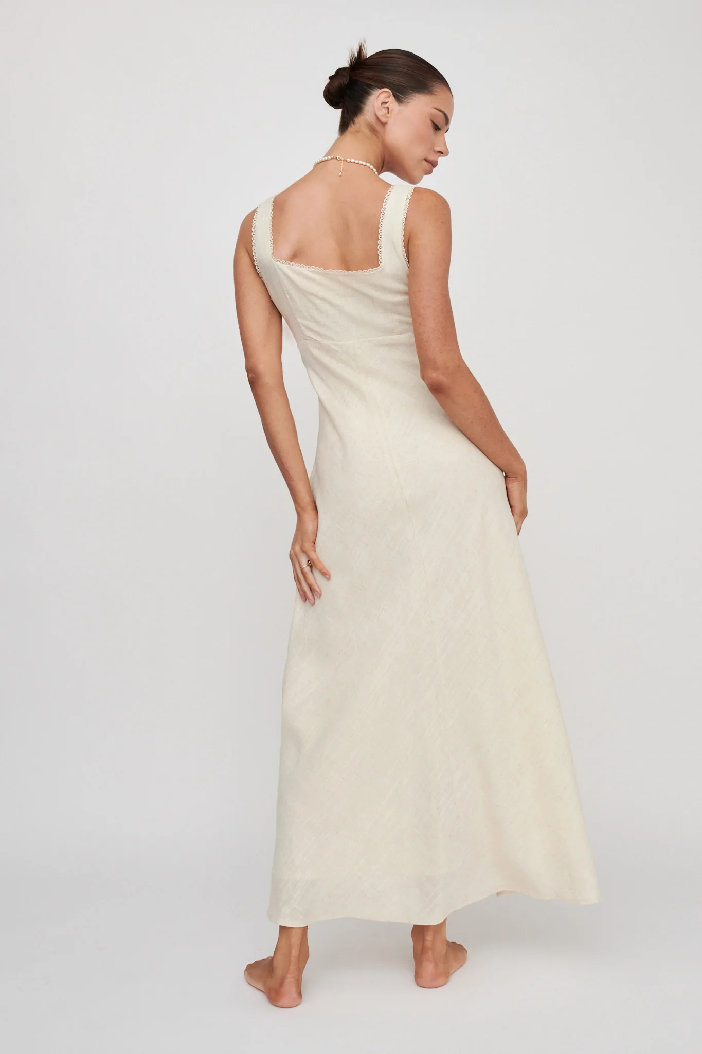 Carlee Gathered Bust Maxi Dress Oat - Image 2