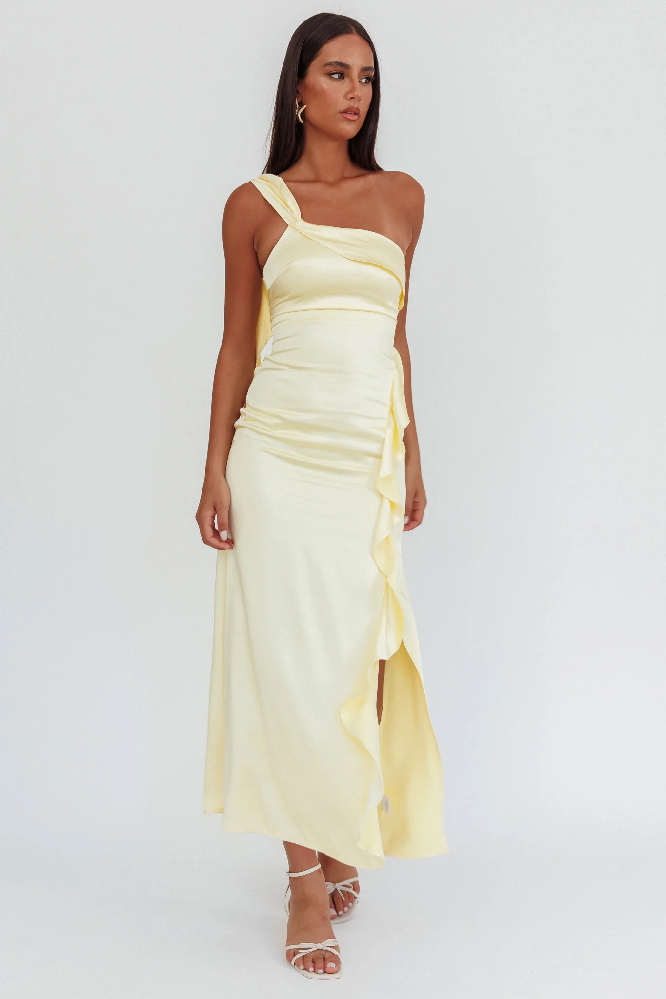 Carmel One-Shoulder Split Maxi Dress Butter - Image 4