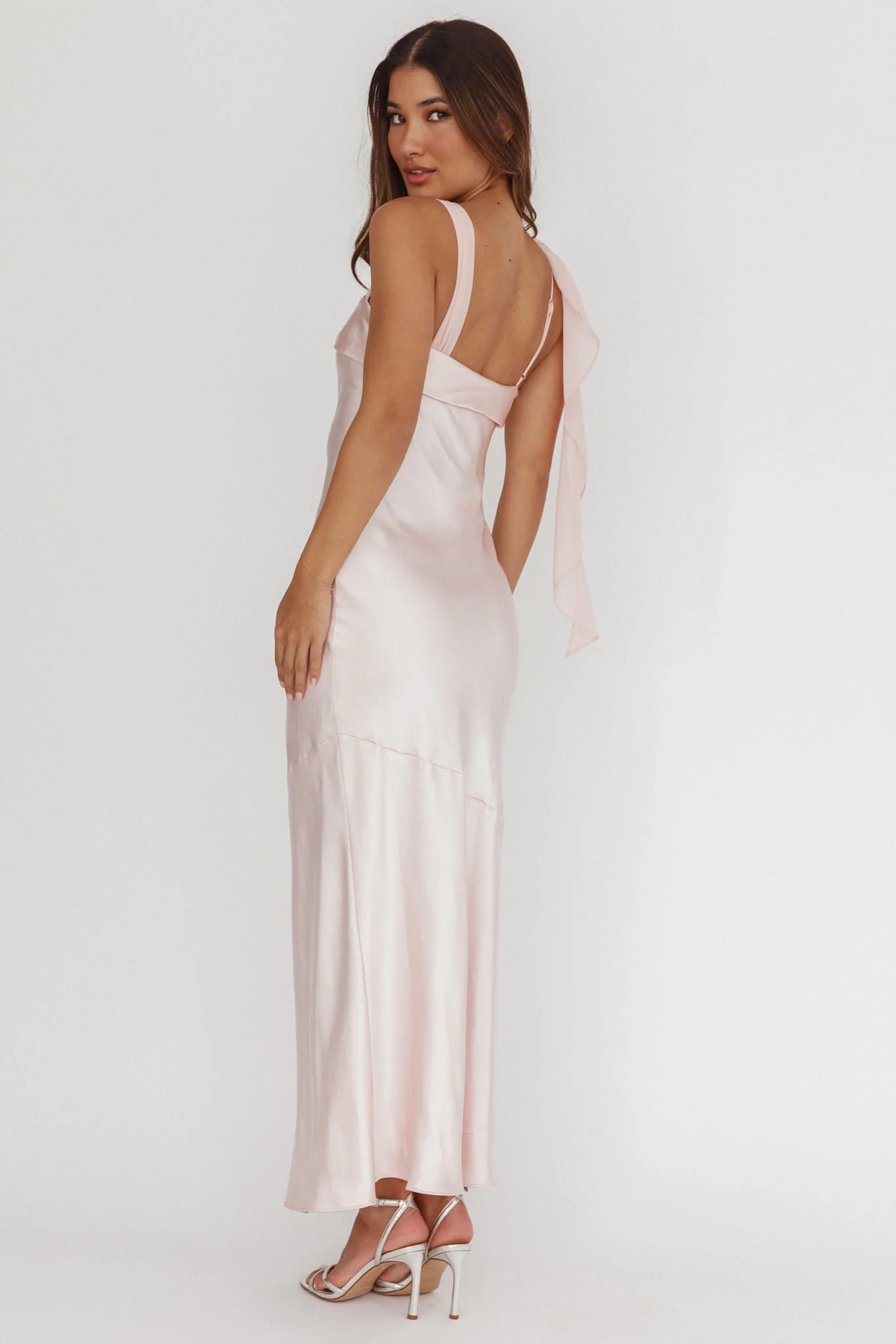 Carmel Shoulder Sash Midi Dress Blush - Image 2