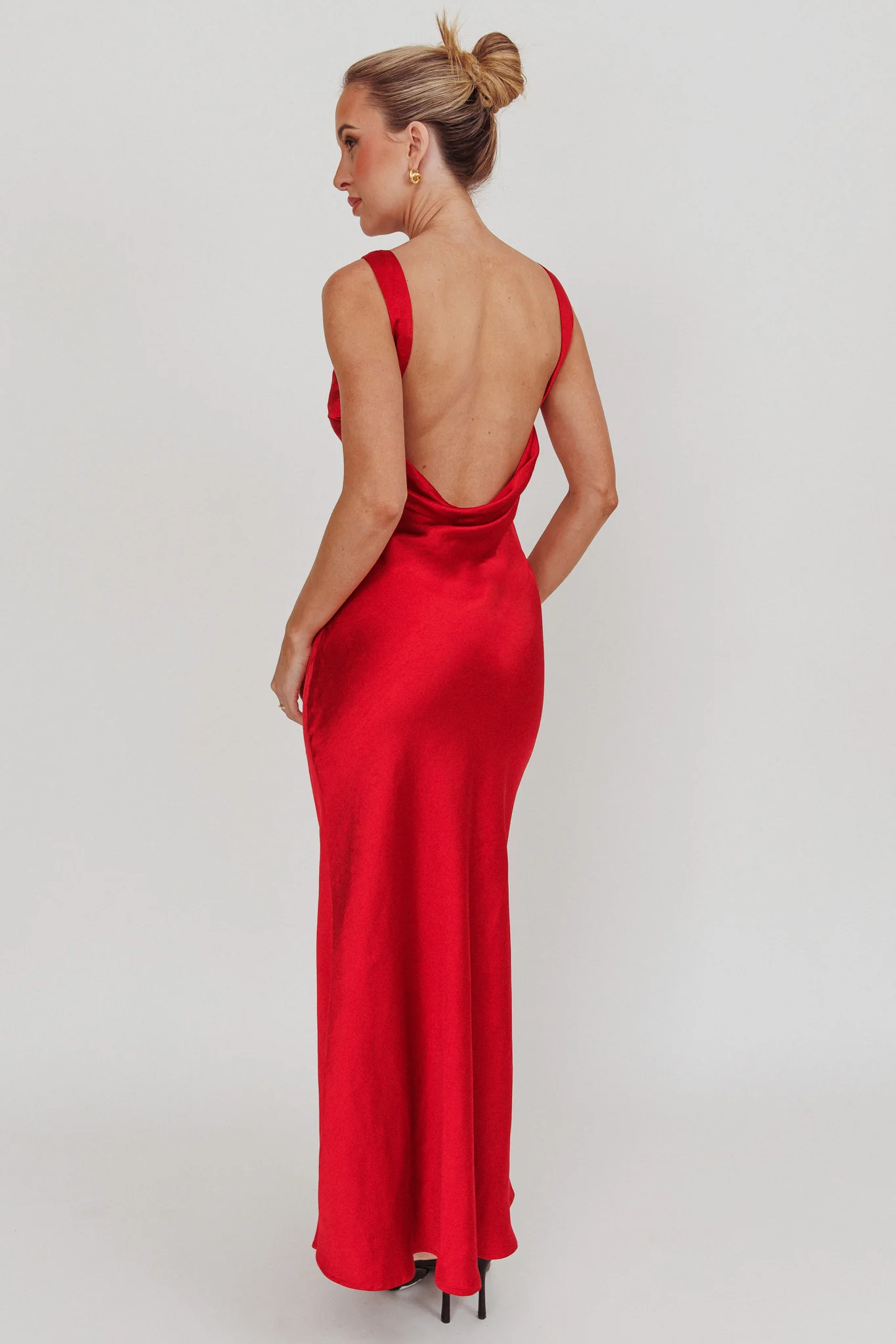 Carmine Satin Sleeveless Maxi Dress Wine - Image 3