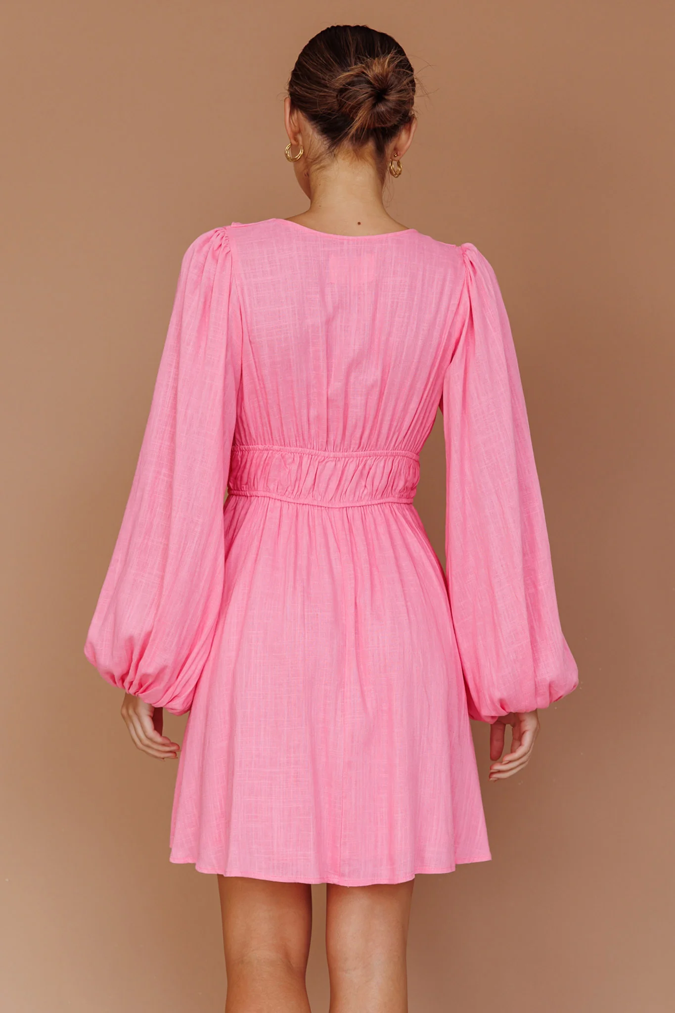 Carnivale Balloon Sleeve Ruffle Mini Dress Pink - Image 2