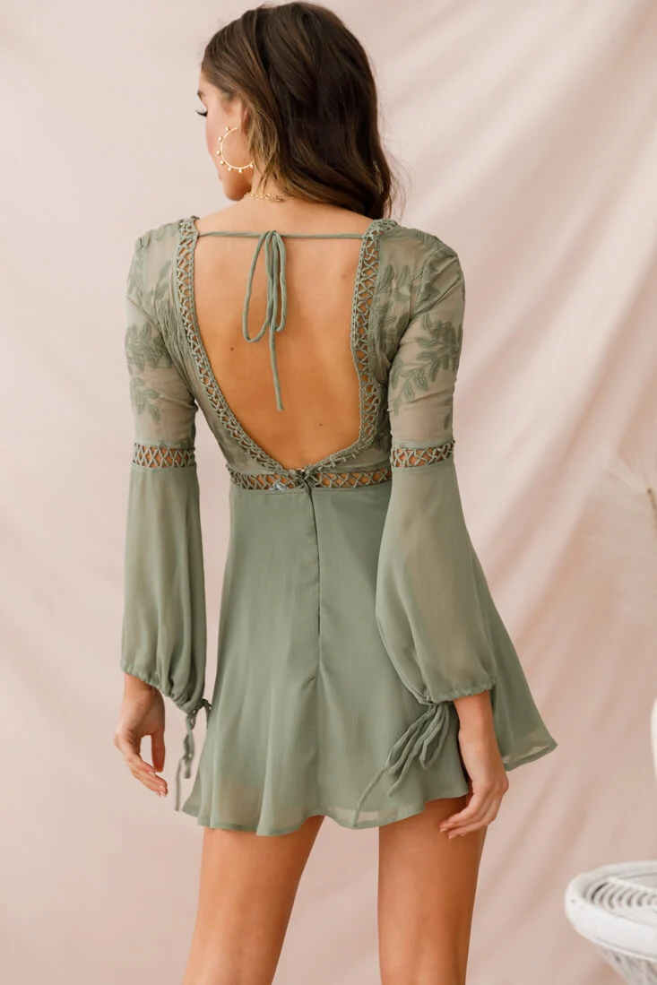 Carson Crochet Details Dress Olive - Image 11