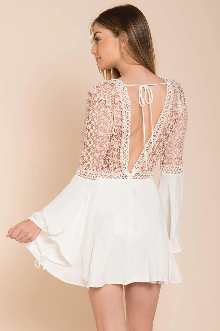 Carson Crochet Details Dress White - Image 5
