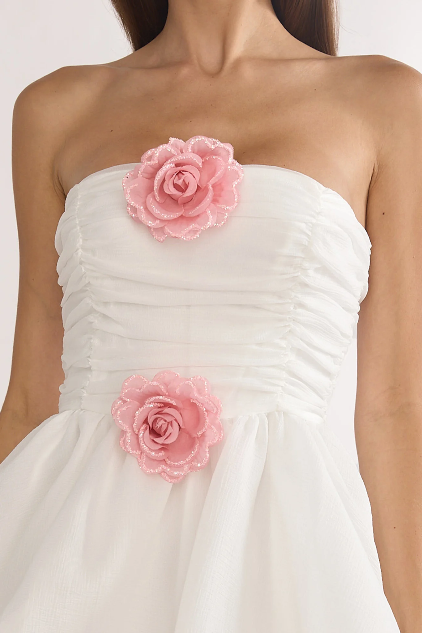 Cassandrae Rosette Strapless Mini Dress White - Image 3