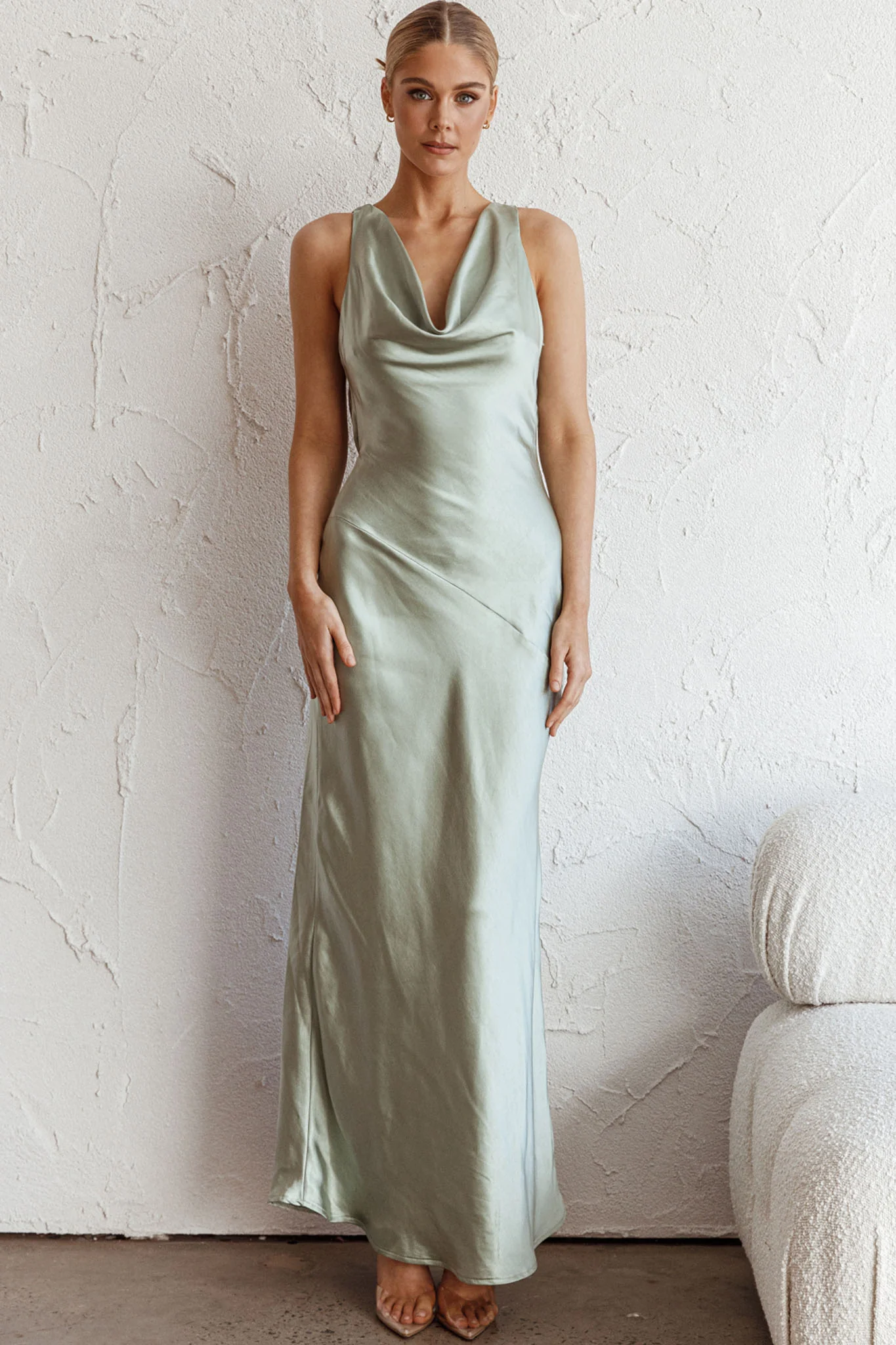 Cassiopeia Open Back Maxi Dress Pistachio - Image 7