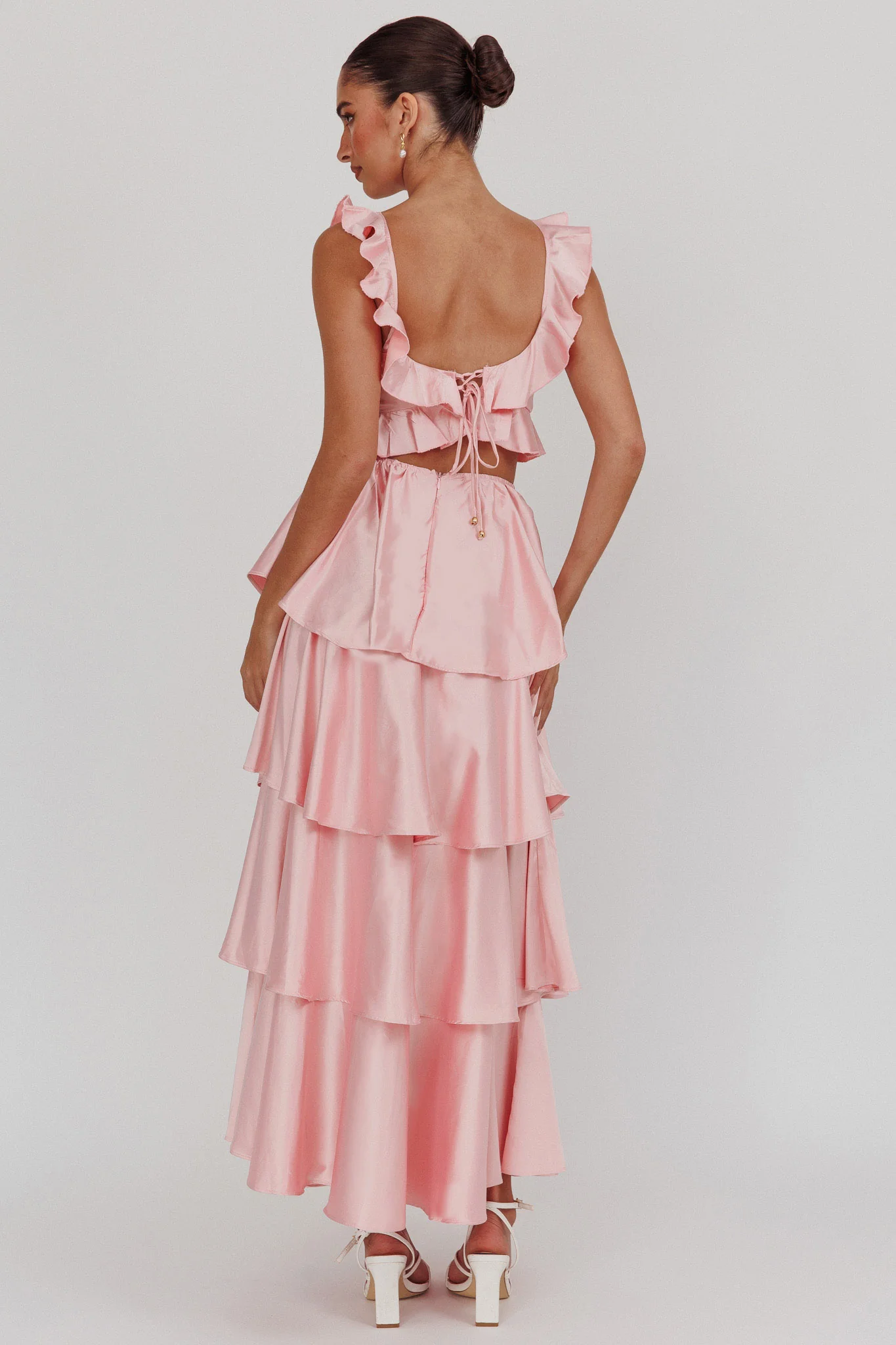 Catalina Tiered Ruffle Cut-Out Maxi Dress Blush - Image 5