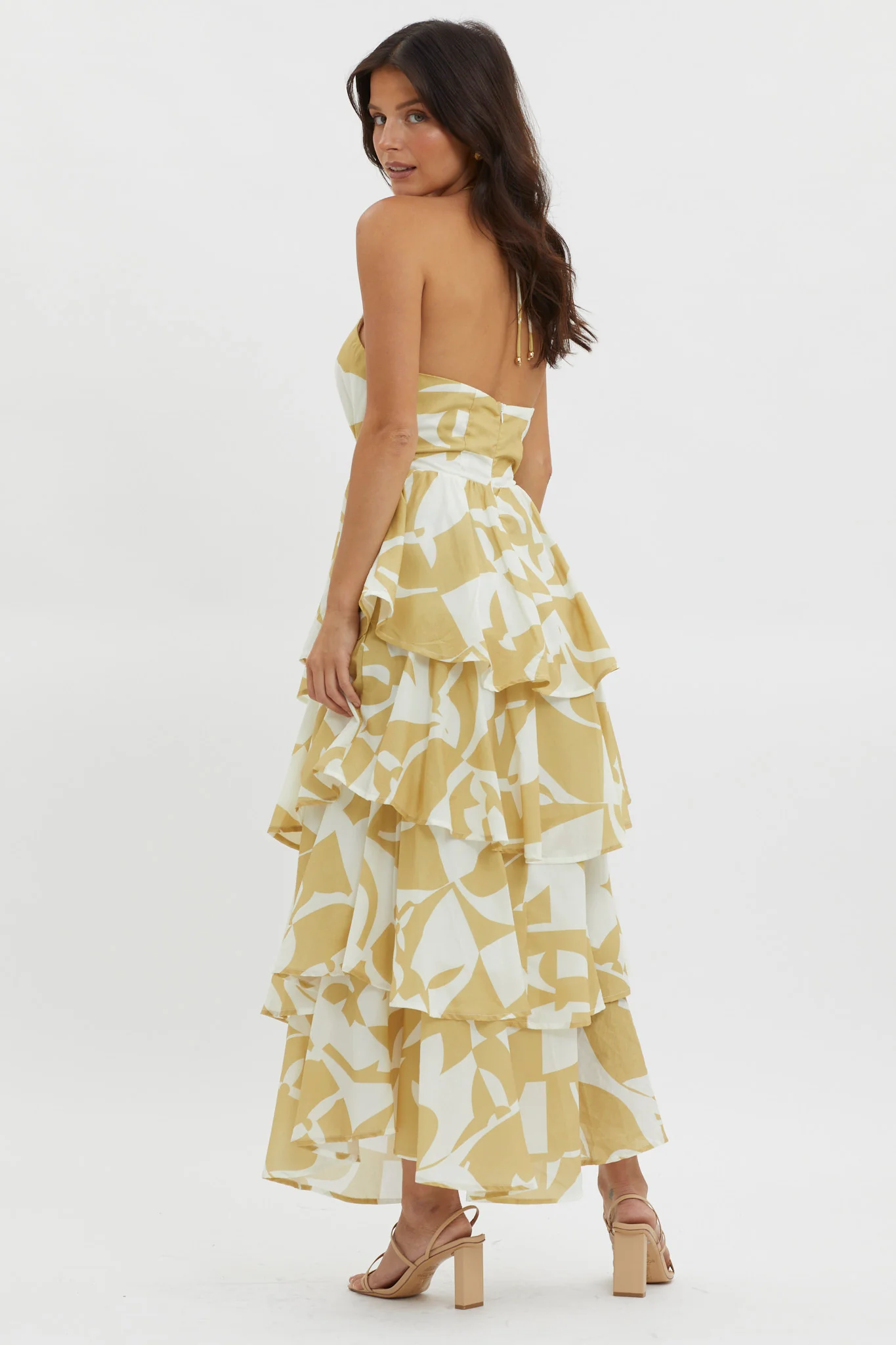 Catalina Tiered Ruffle Maxi Dress Print Yellow - Image 2