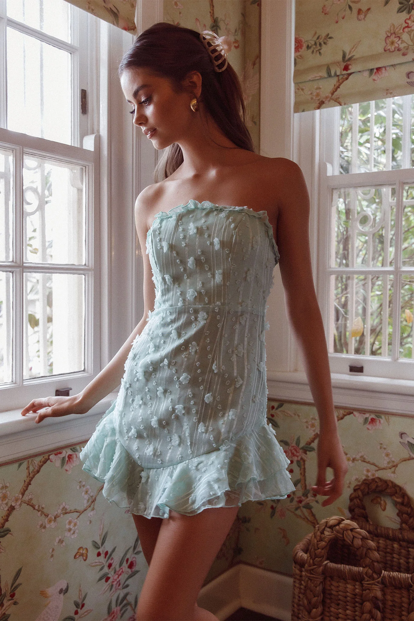 Cece Embellished Bandeau Dress Sage - Image 5