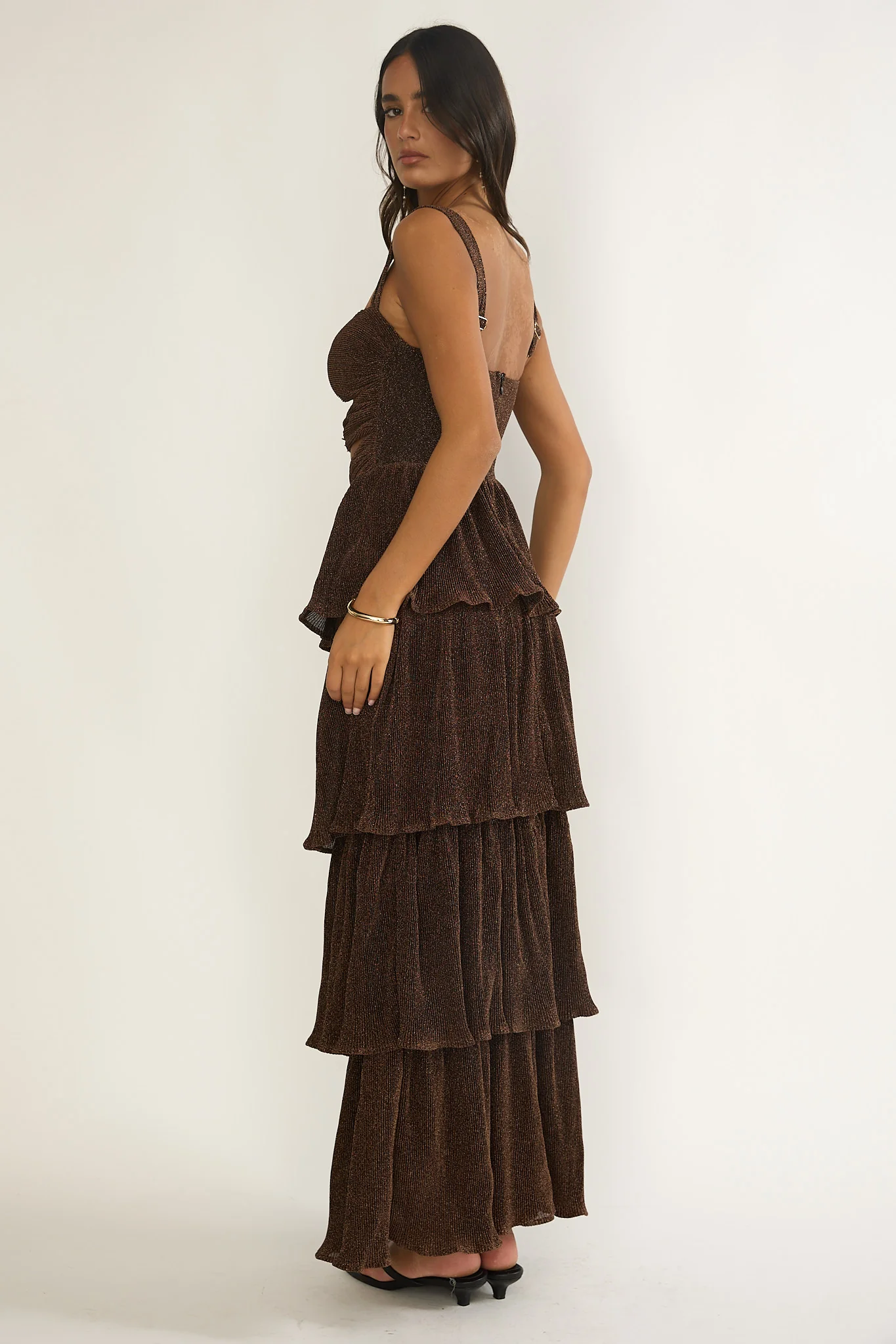 Ceylon Cut-Out Bodice Layered Maxi Dress Bronze - Image 2