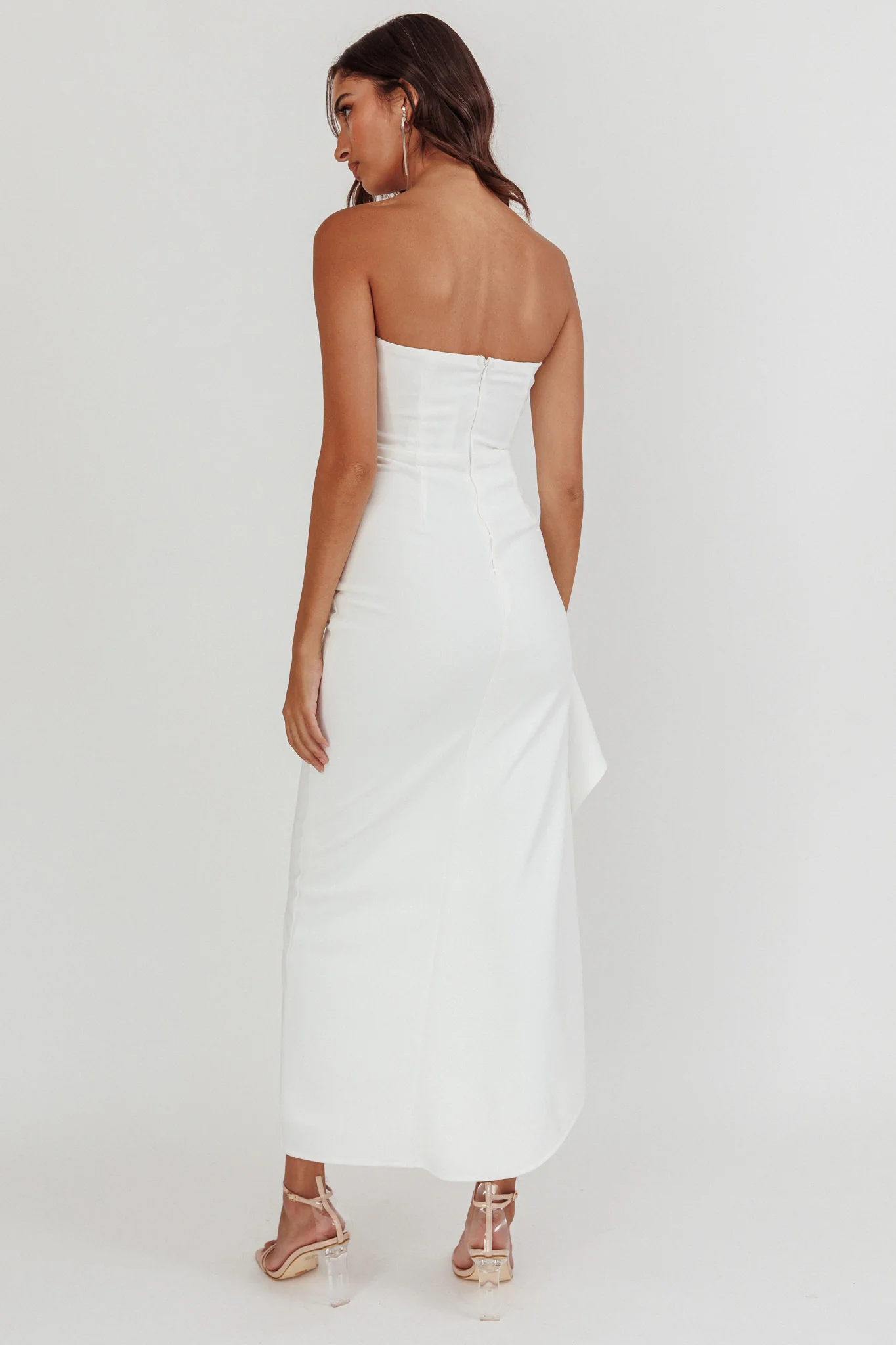 Cha Cha Strapless Thigh Split Dress White - Image 4
