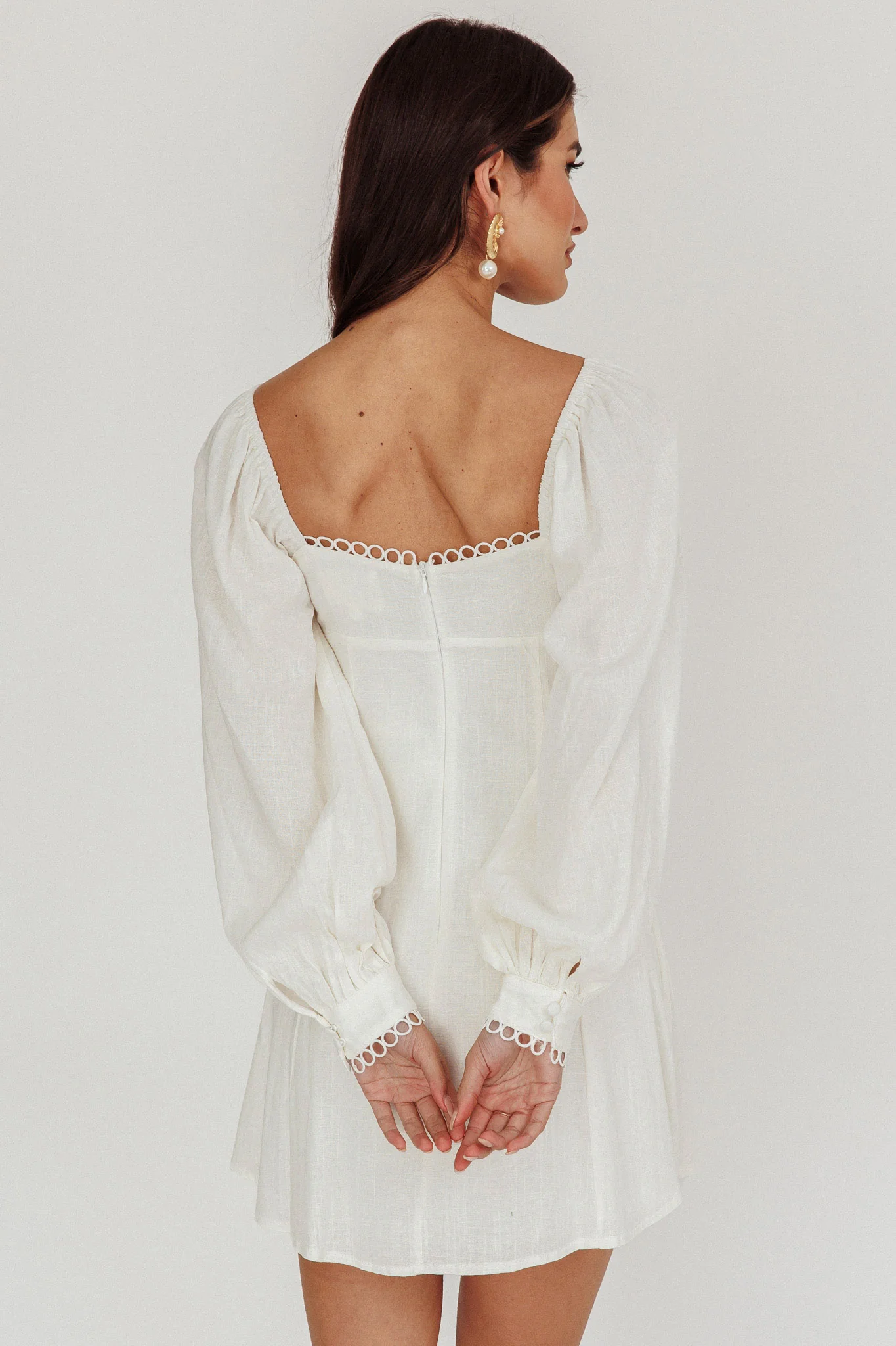 Chamberlain Balloon Sleeves Mini Dress White - Image 3