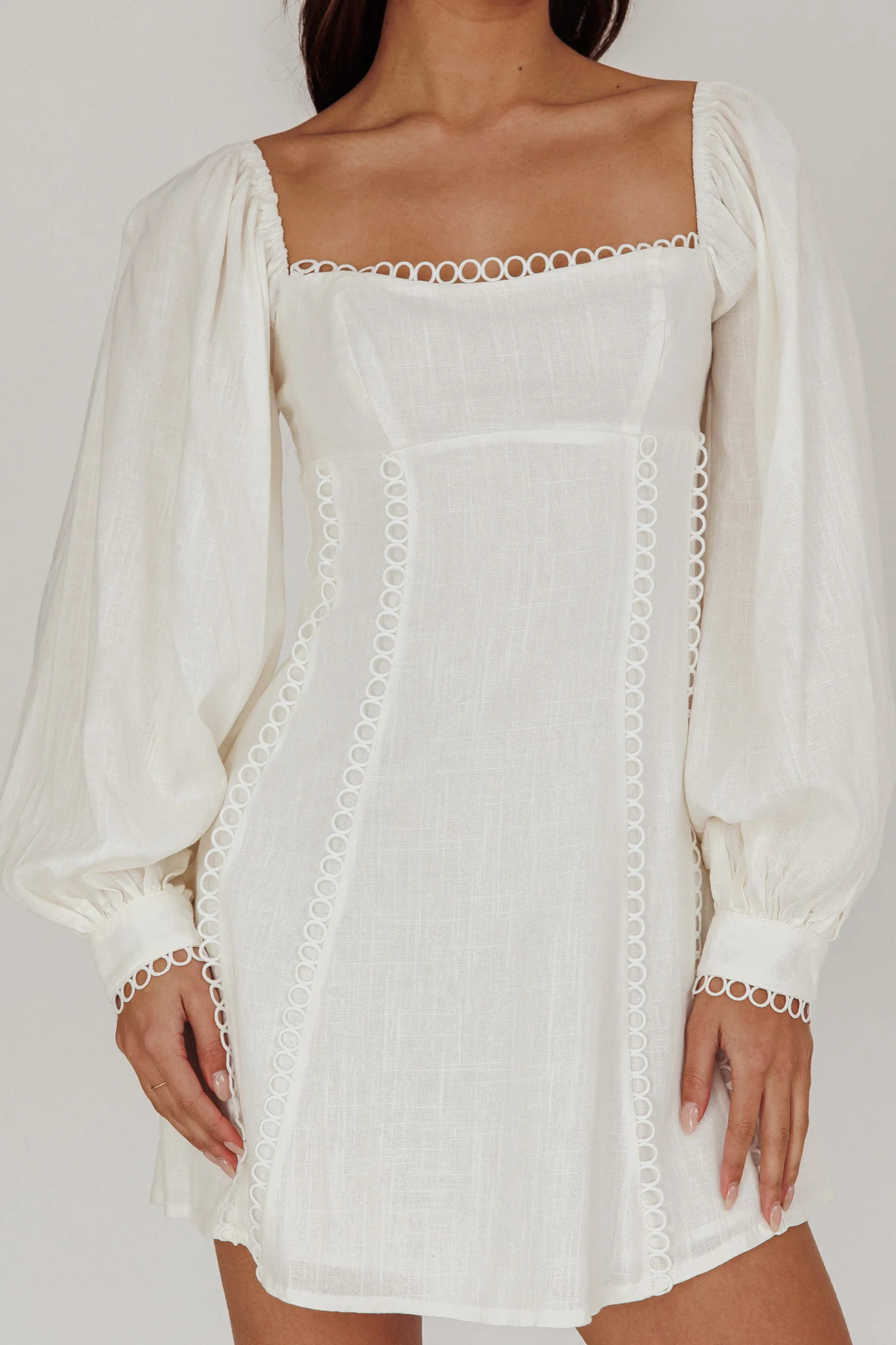 Chamberlain Balloon Sleeves Mini Dress White - Image 5