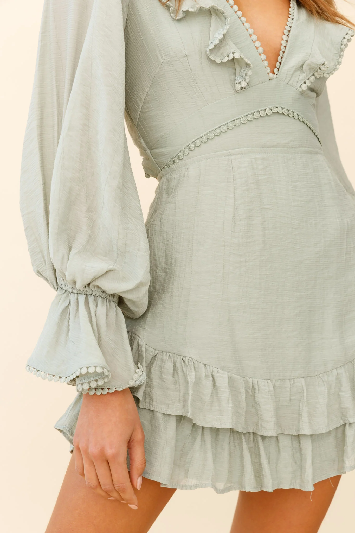 Charade Long Sleeve Corset Back Dress Olive - Image 4