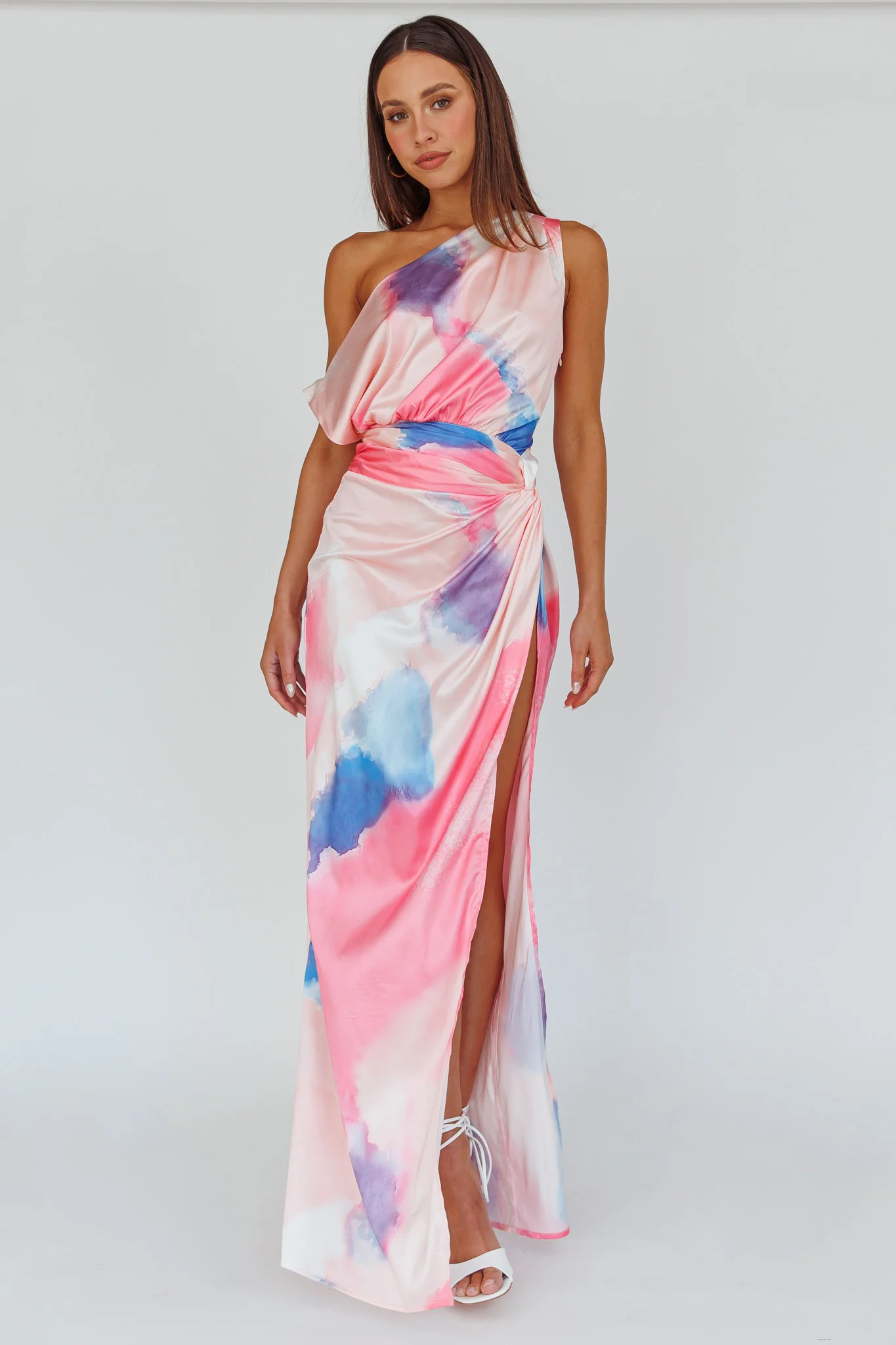 Charm Me Thigh Split Maxi Dress Pink/Blue - Image 6