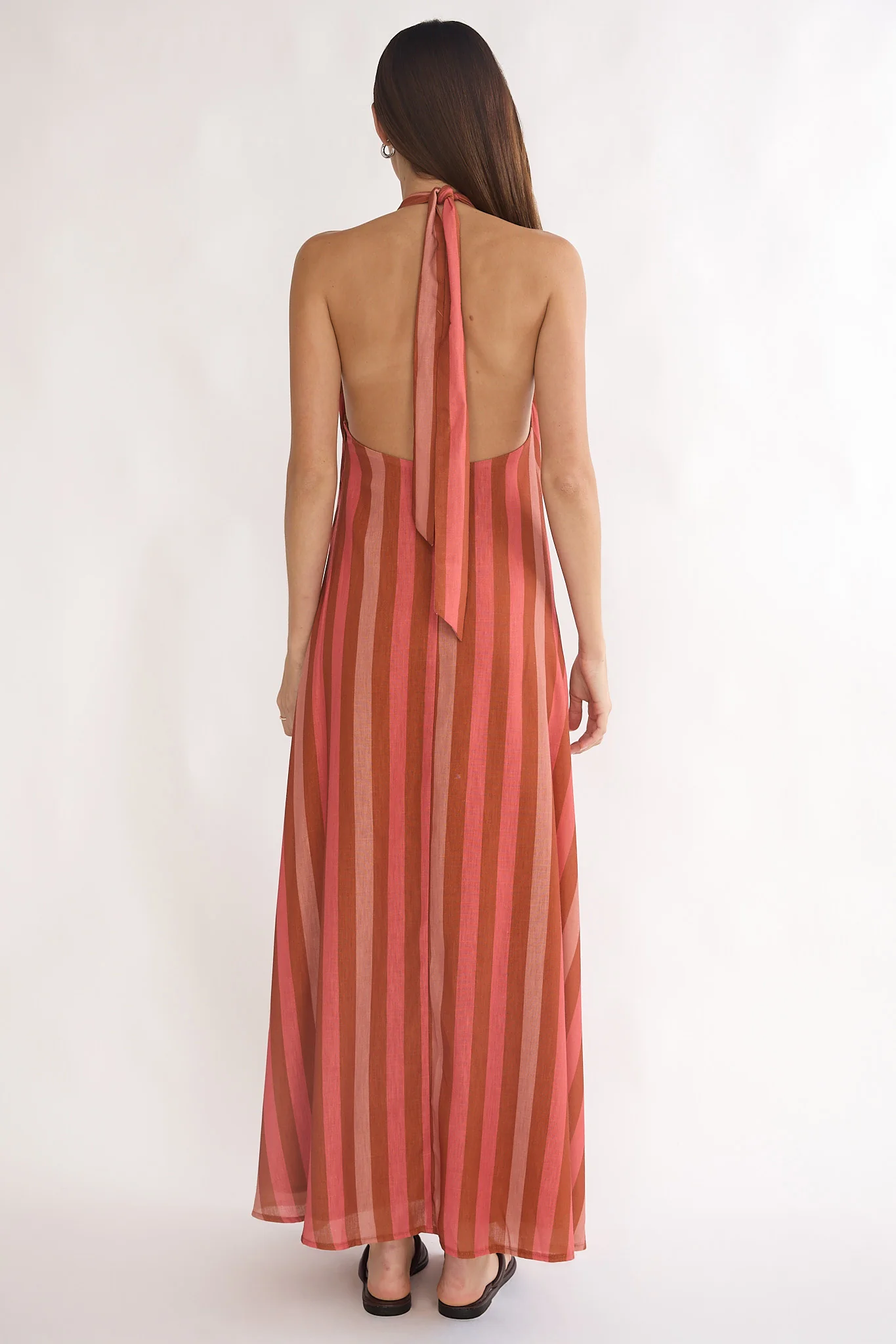 Cheer Backless Halter Maxi Dress Pink Multi - Image 3