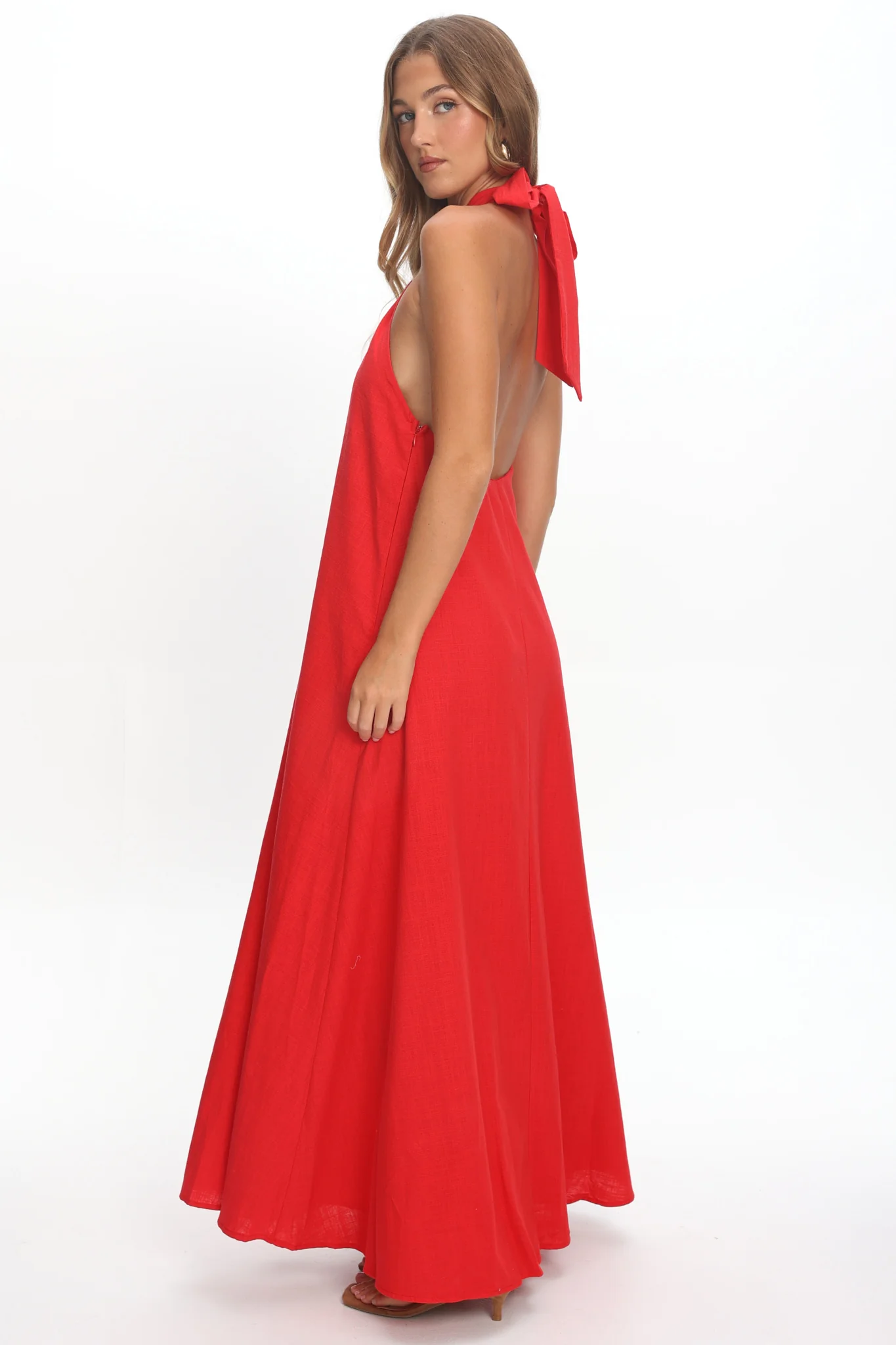 Cheer Twist Halterneck Maxi Dress Red - Image 3