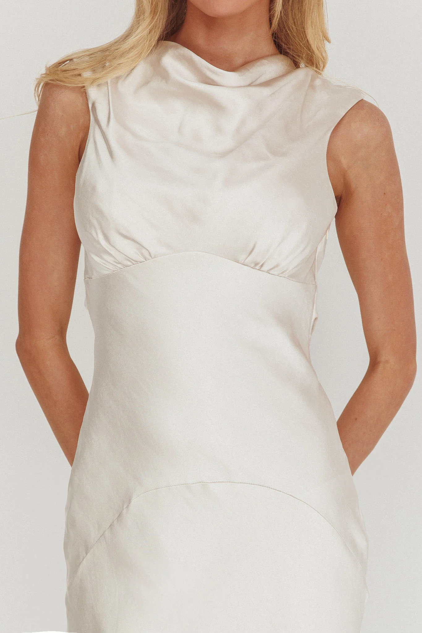 Cheers To You Cowl Back Maxi Dress Oyster - Image 3