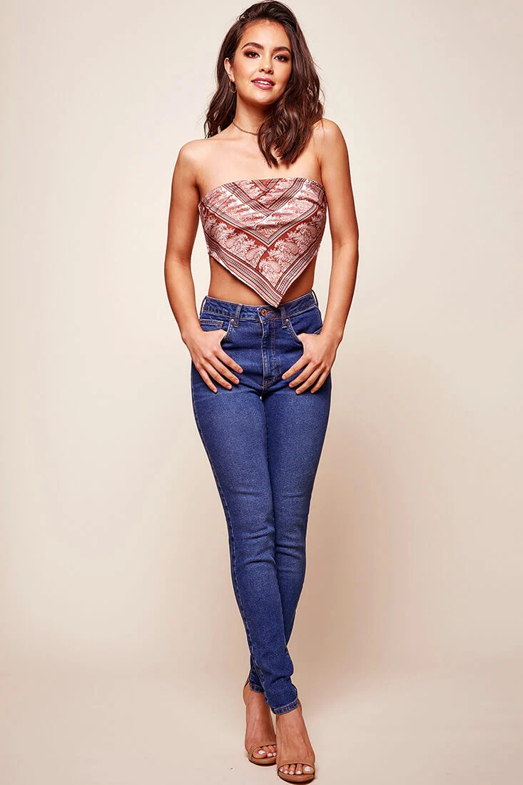 Cherise Handkerchief Bandeau Top Rust - Image 2