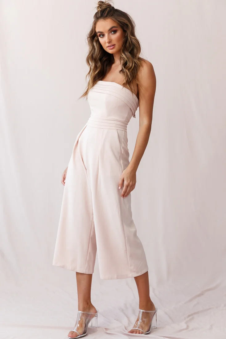 Chosen Strapless Wide Leg Jumpsuit Nude Pink - Image 8