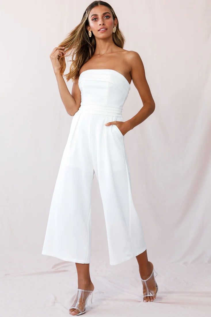 Chosen Strapless Wide Leg Jumpsuit White - Image 12