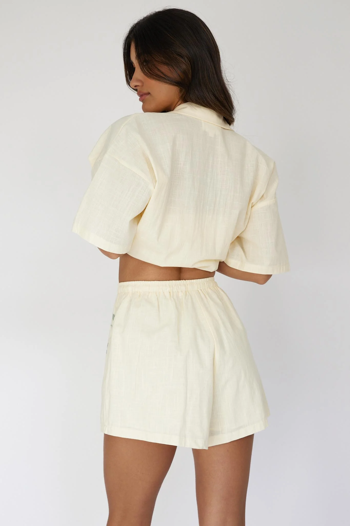 Ciao Ciao Embroidered Drawstring Shorts Butter - Image 4