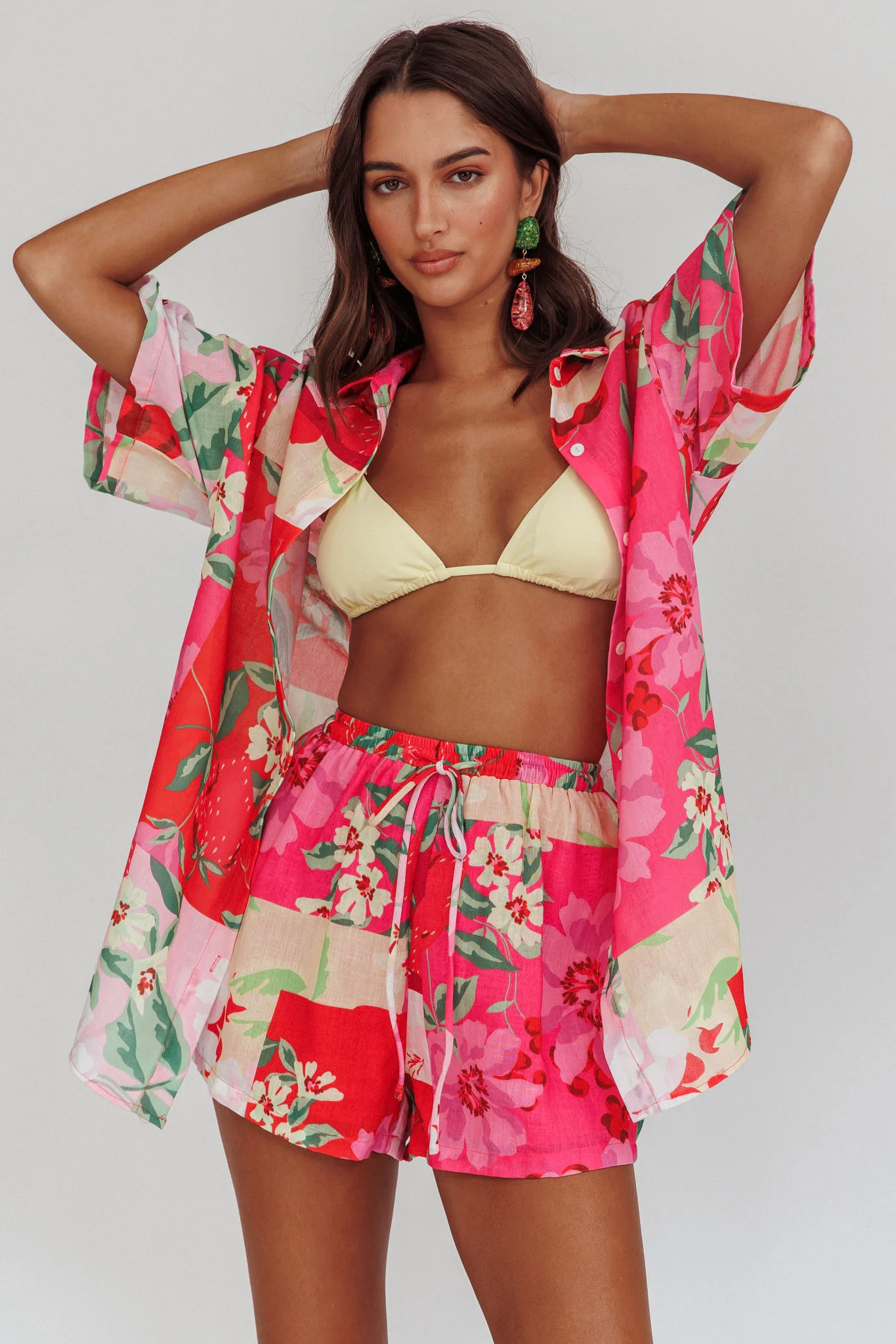 Ciao Ciao Floral Drawstring Shorts Pink - Image 2