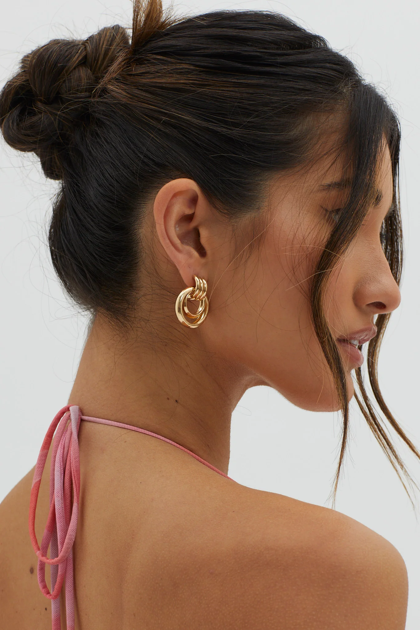 City Light Round Stud Earrings Gold - Image 3