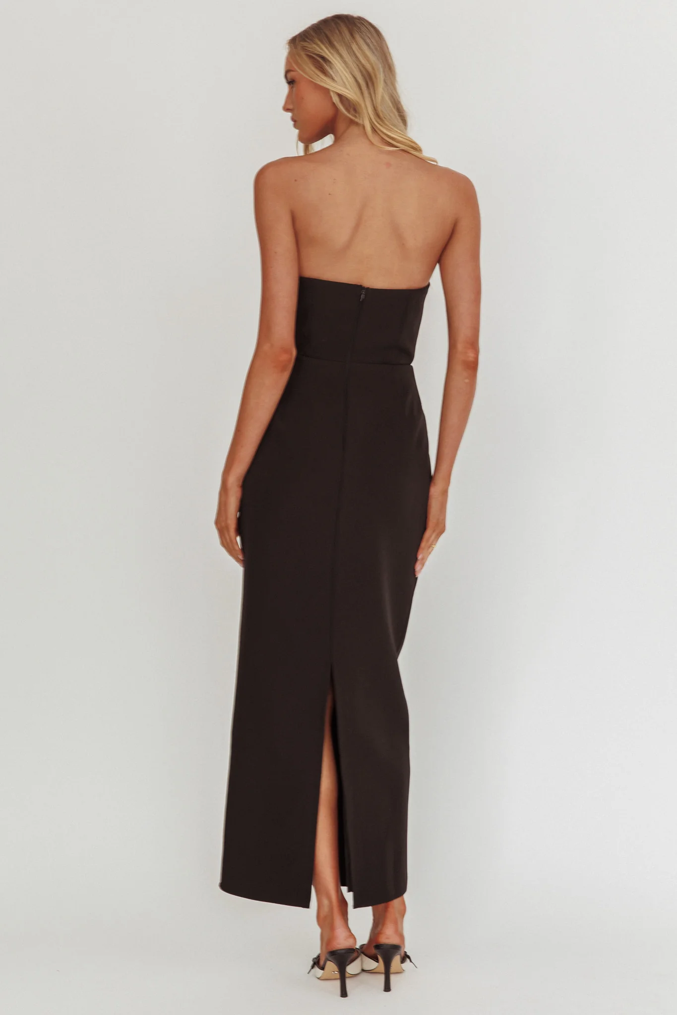 Cocktail Party Strapless Bow Bust Maxi Dress Black - Image 2