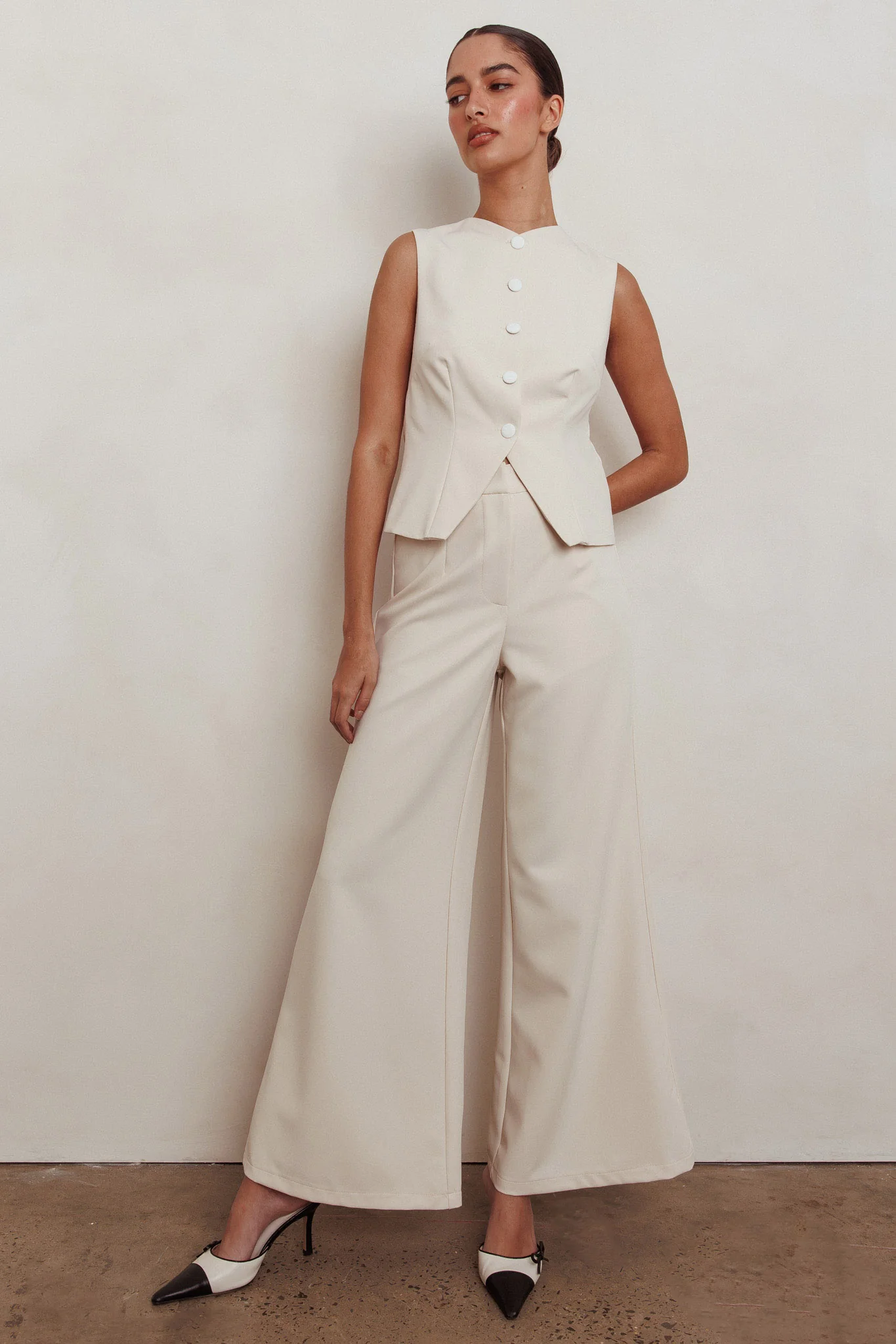 Consideration Wide Leg Pant Beige - Image 5