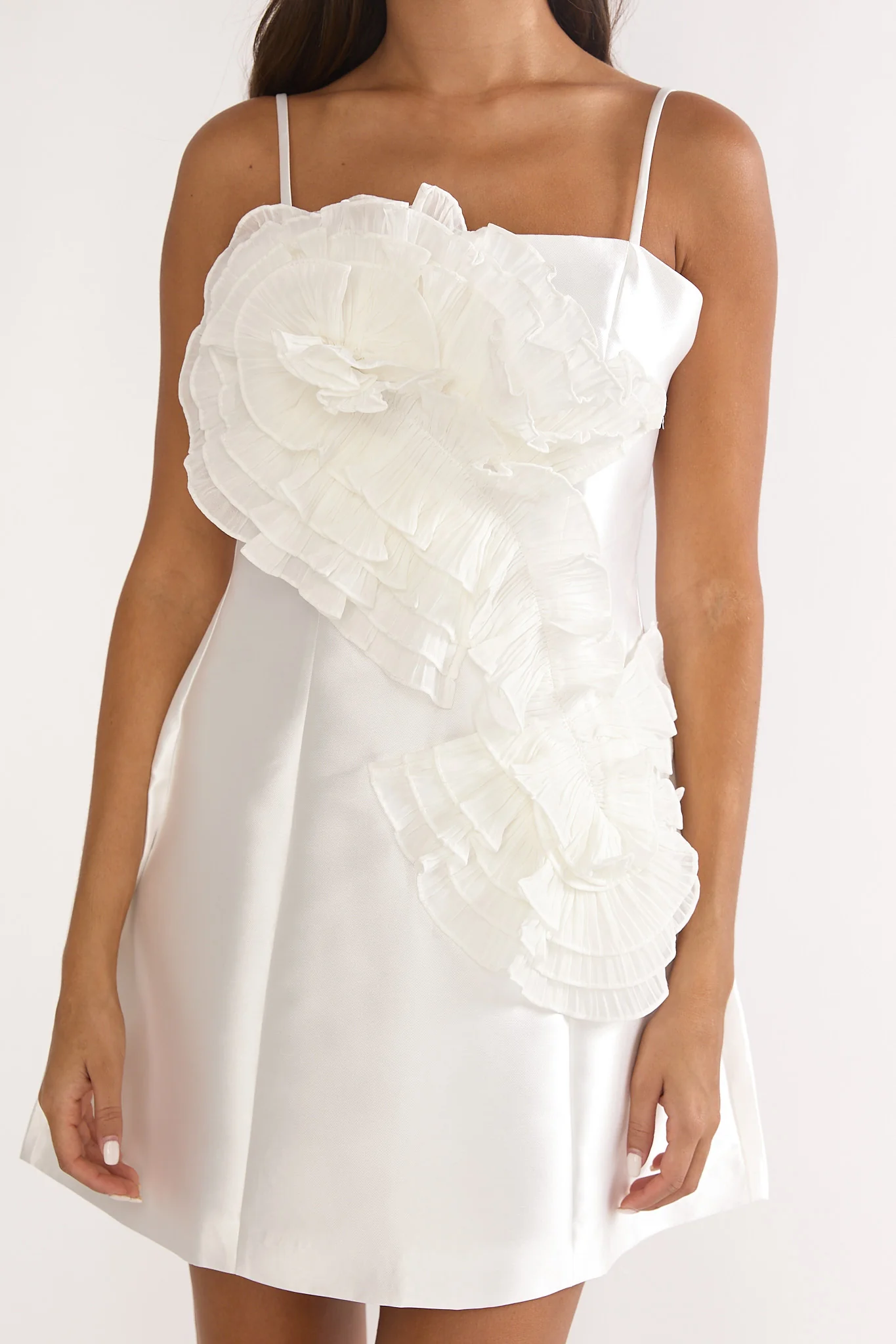 Cosmique 3D Ruffle Design Mini Dress White - Image 3