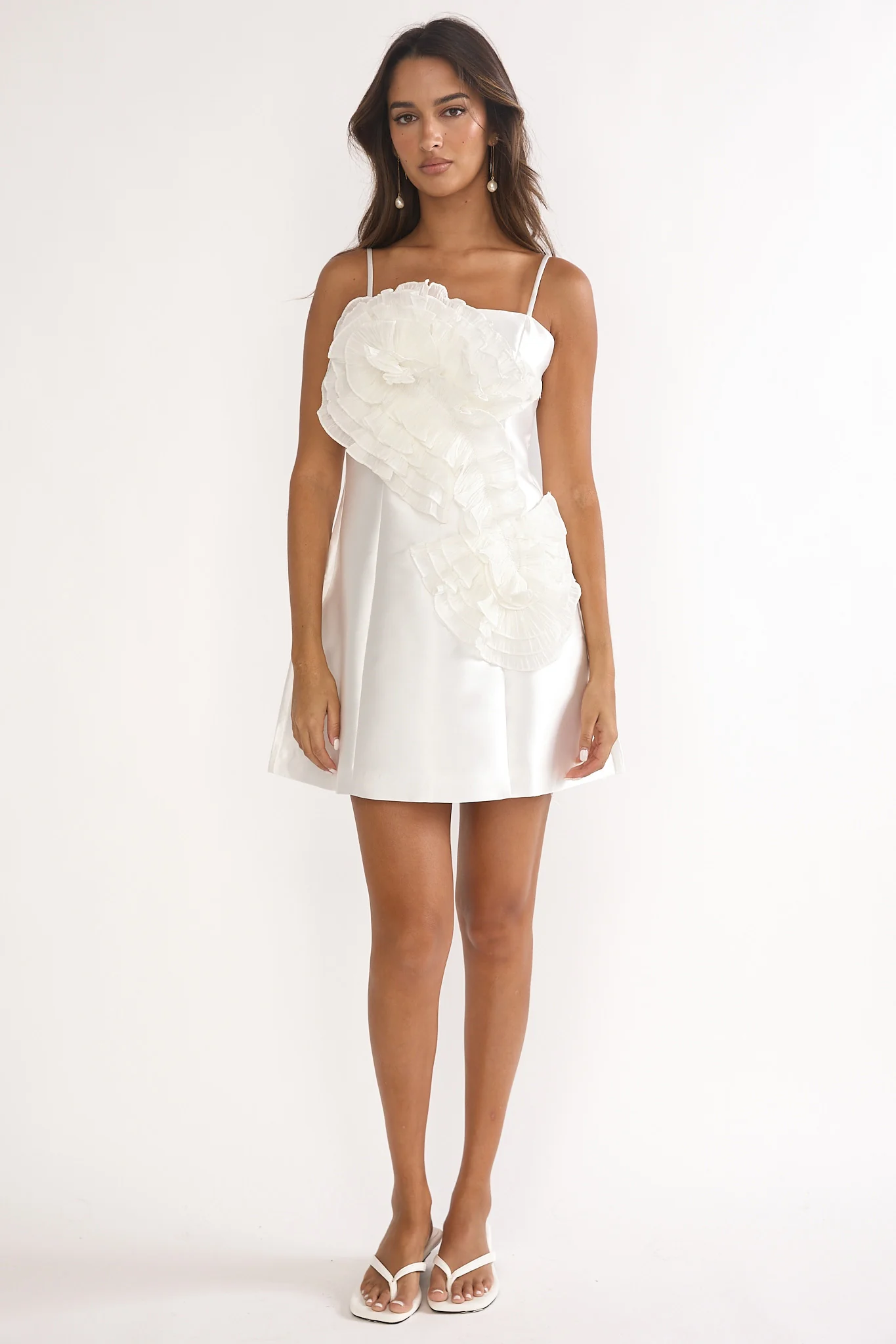 Cosmique 3D Ruffle Design Mini Dress White - Image 4