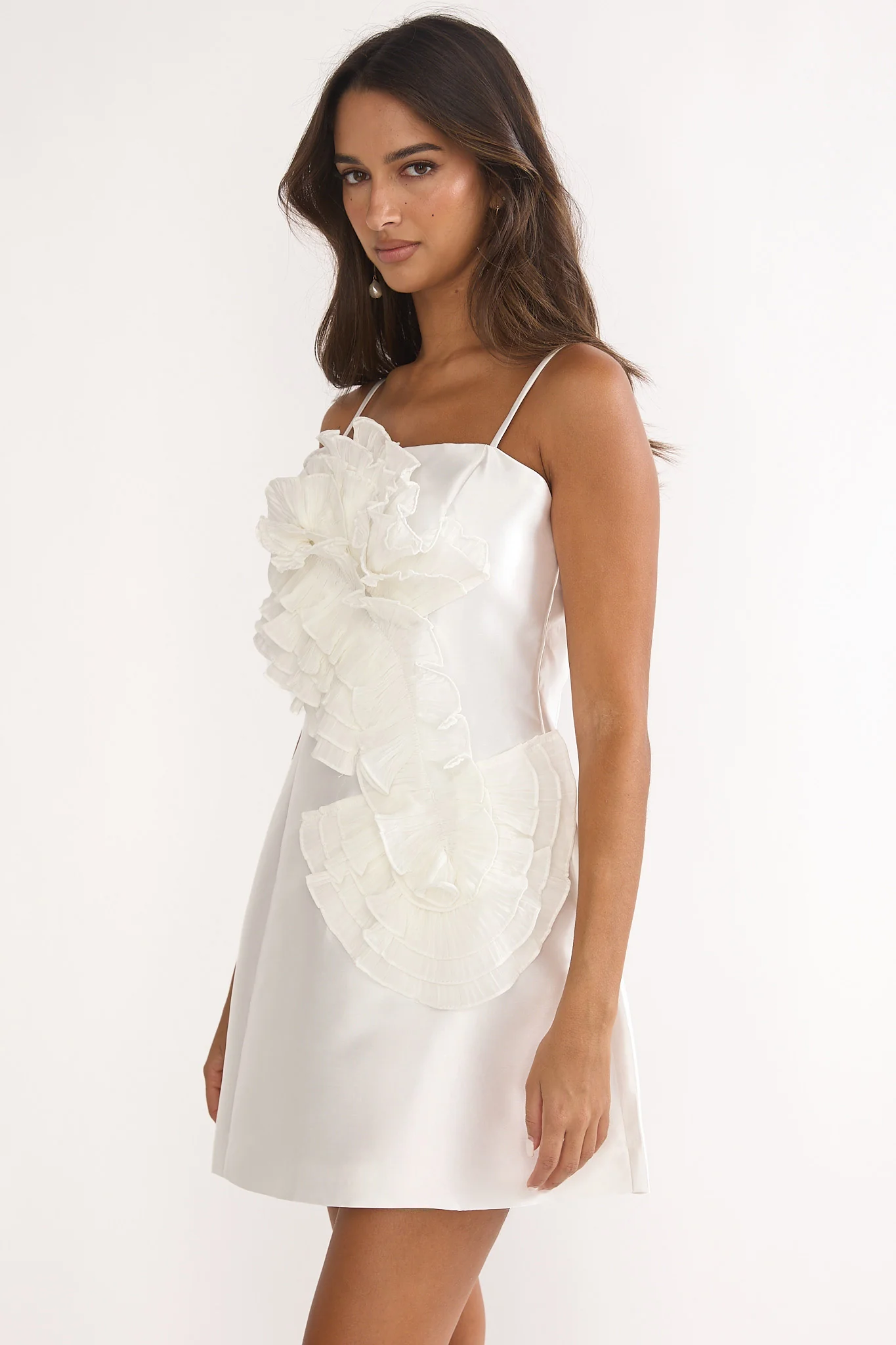 Cosmique 3D Ruffle Design Mini Dress White - Image 6