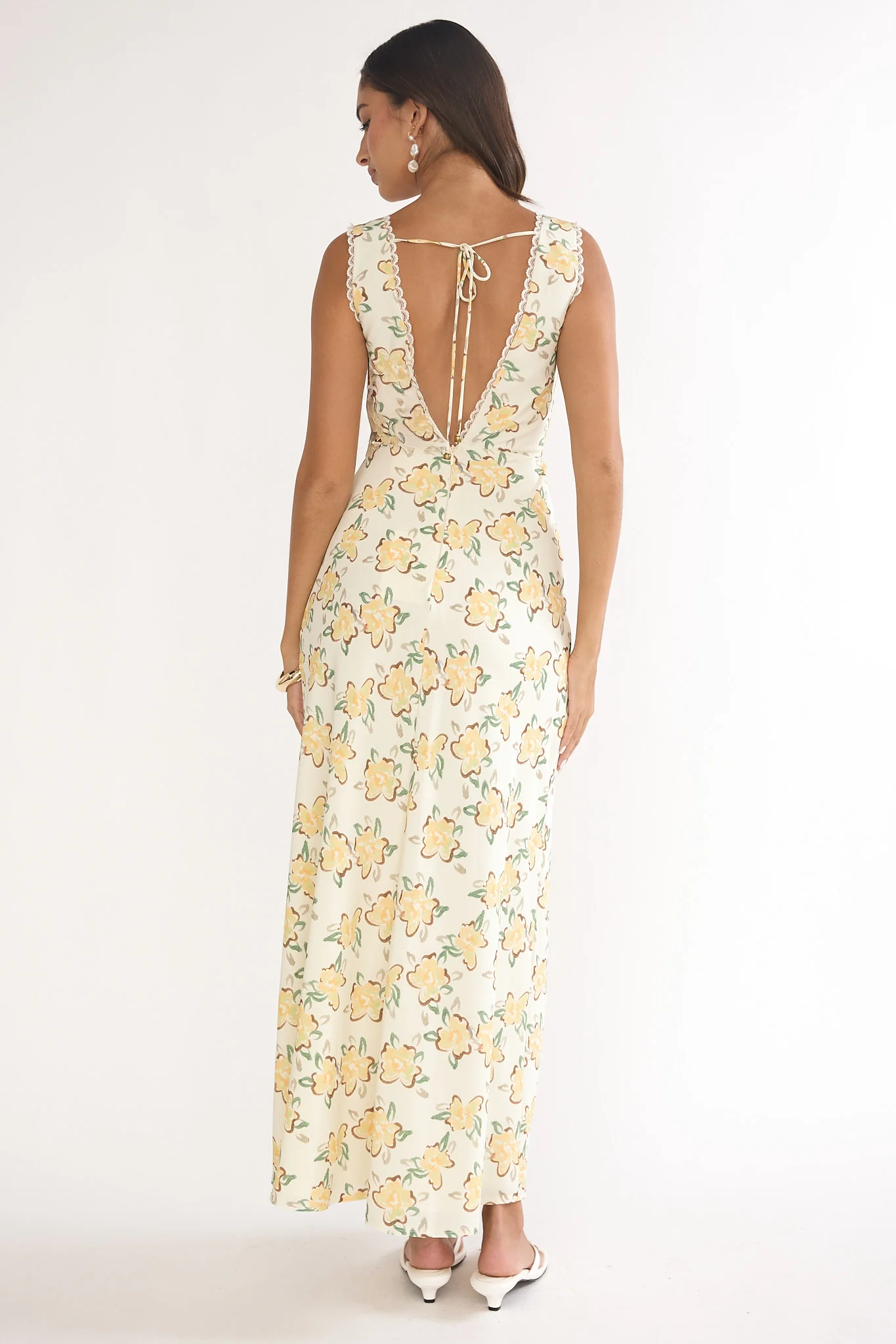 Coucou V-Neckline Maxi Dress Floral Yellow - Image 2