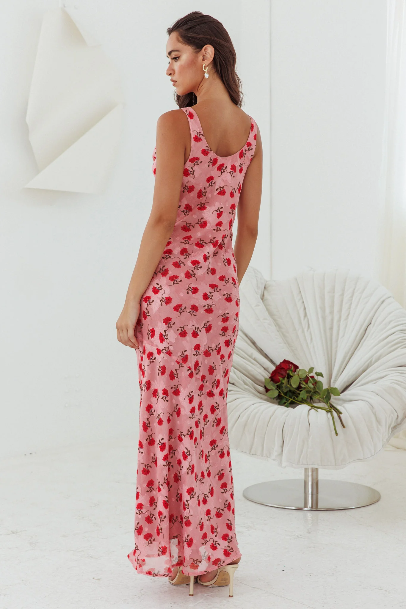 Countdown Cowl Neck Maxi Dress Print Pink - Image 2