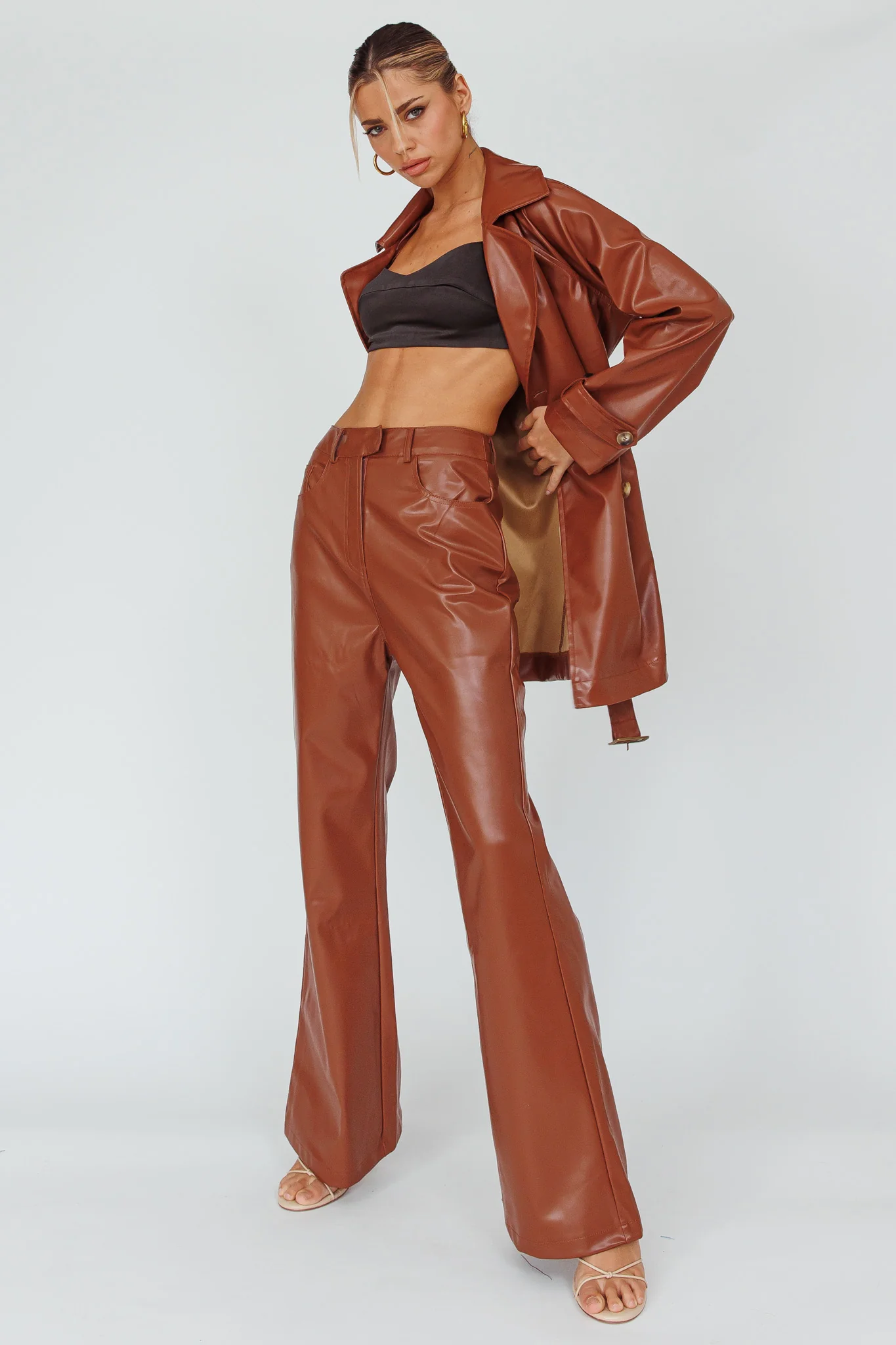 Coussin Faux Leather Pants Terracotta - Image 5
