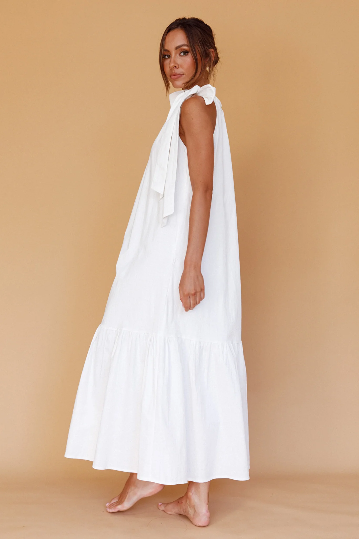 Cruise Shoulder Tie Maxi Dress White - Image 2