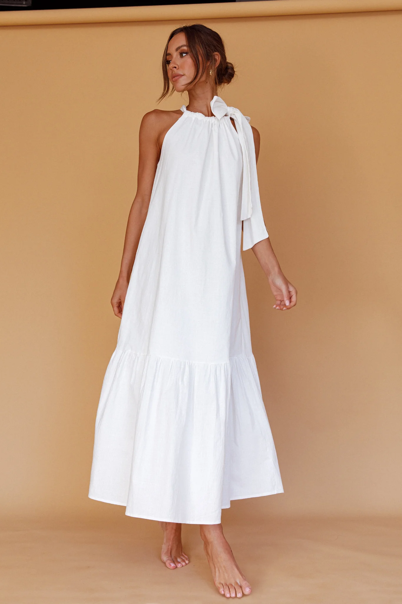 Cruise Shoulder Tie Maxi Dress White - Image 7